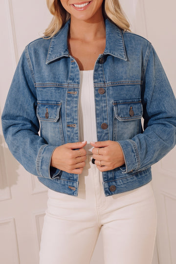 Beau Blue Flap Pockets Tailored Denim Jacket