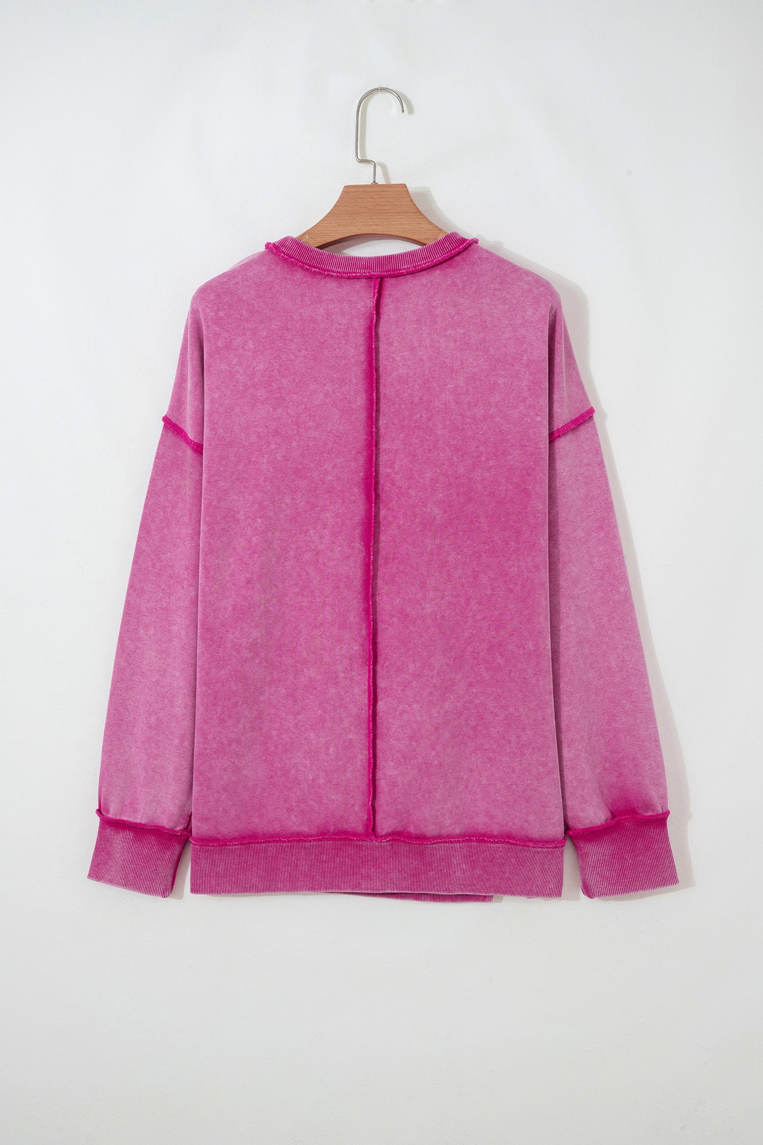 Rose Red Mineral Wash Exposed Seam Side Slit Sweatshirt