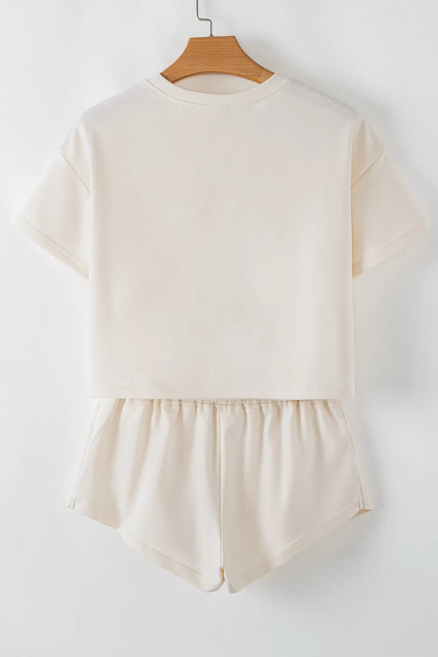 Beige Colorful Sequin Shells Cropped Tee High Waist Skort Set