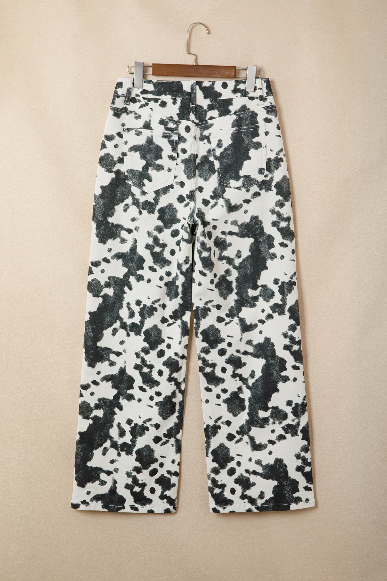 Brown Abstract Print Metal Button Regular Fit Full-Length Jeans