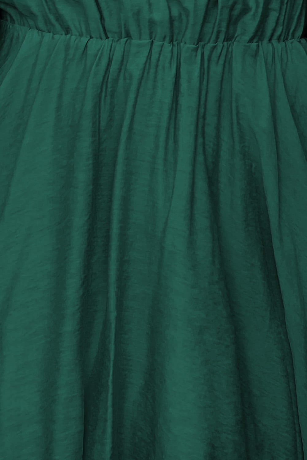 Green-2 Solid Color Shirred Bubble Sleeve Off Shoulder Babydoll Dress