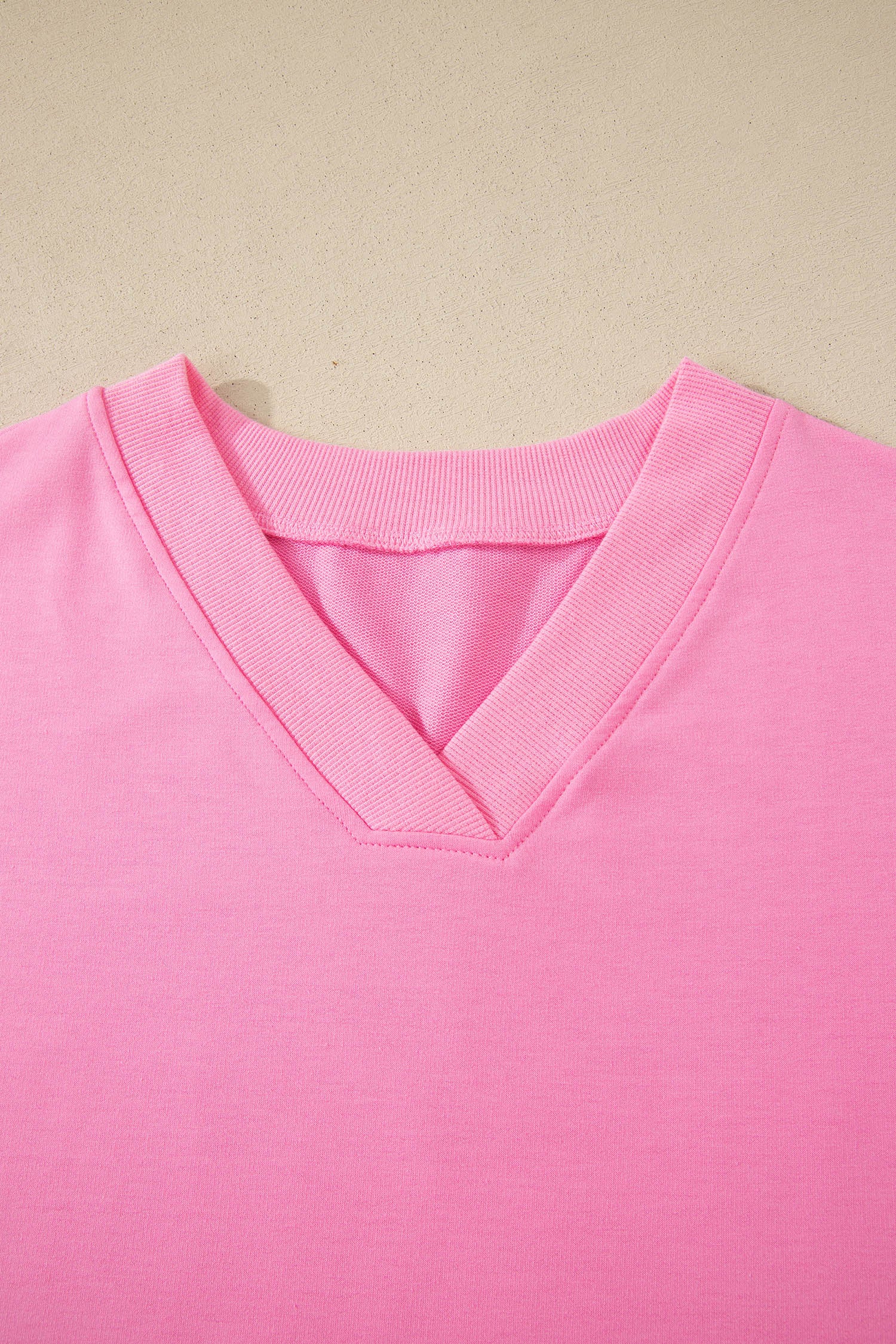 Sachet Pink V Neck Short Sleeve Top Drawstring Shorts 2pcs Set