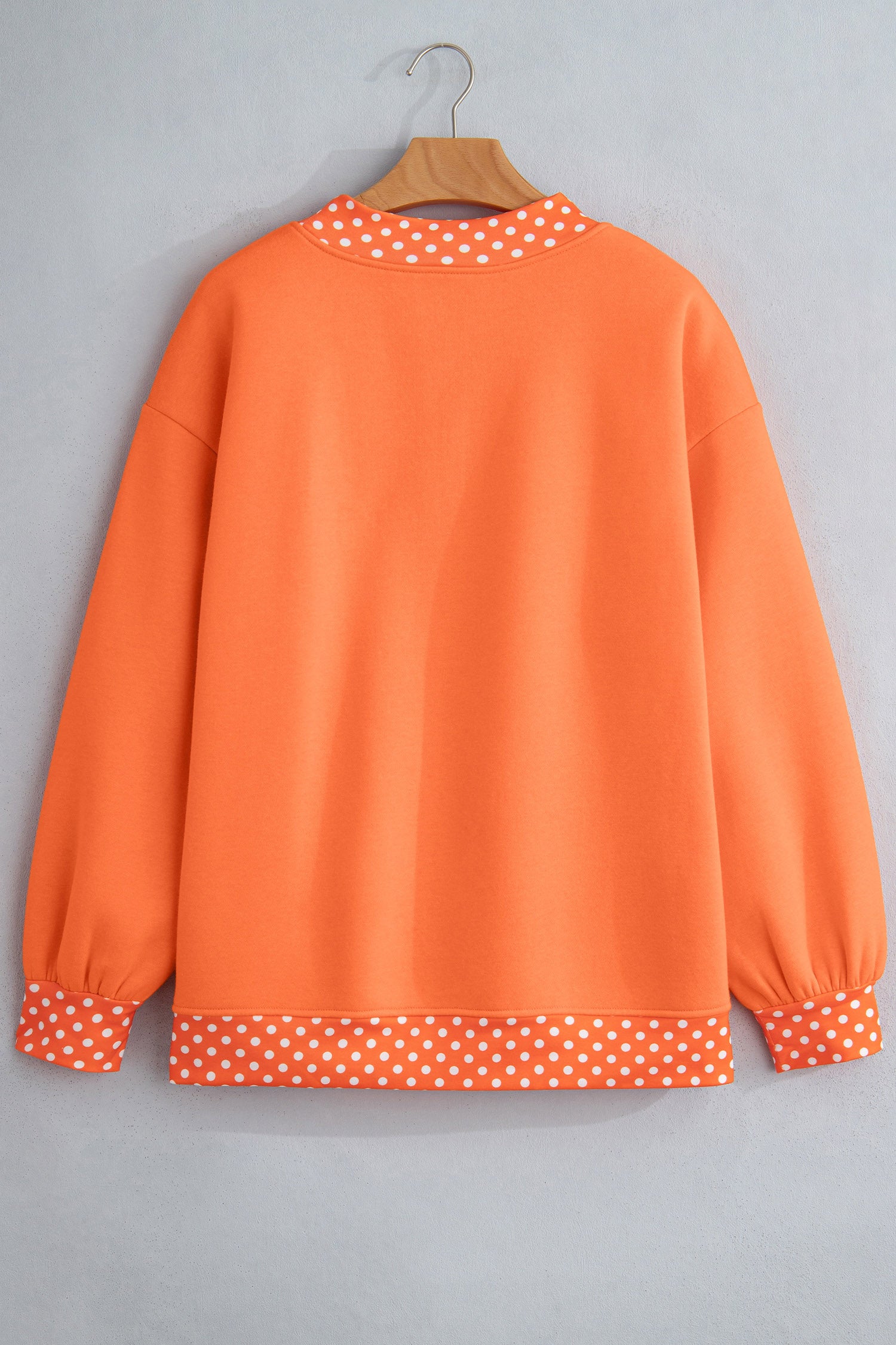 Orange Spooky Letter Print Polka Dot Trim Mock Neck Halloween Sweatshirt
