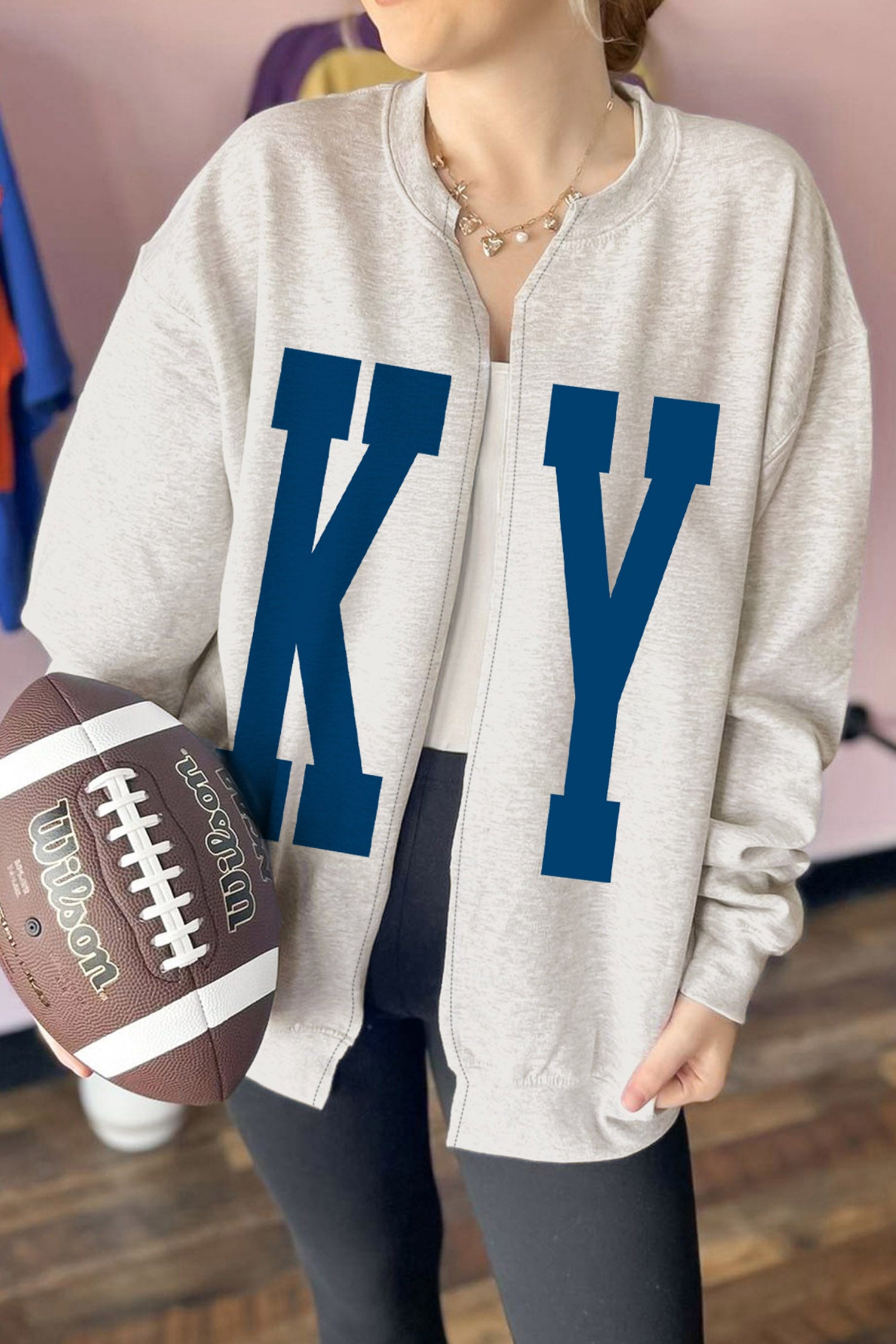Light Grey Casual KY Open Front Tunic Sweatshirt