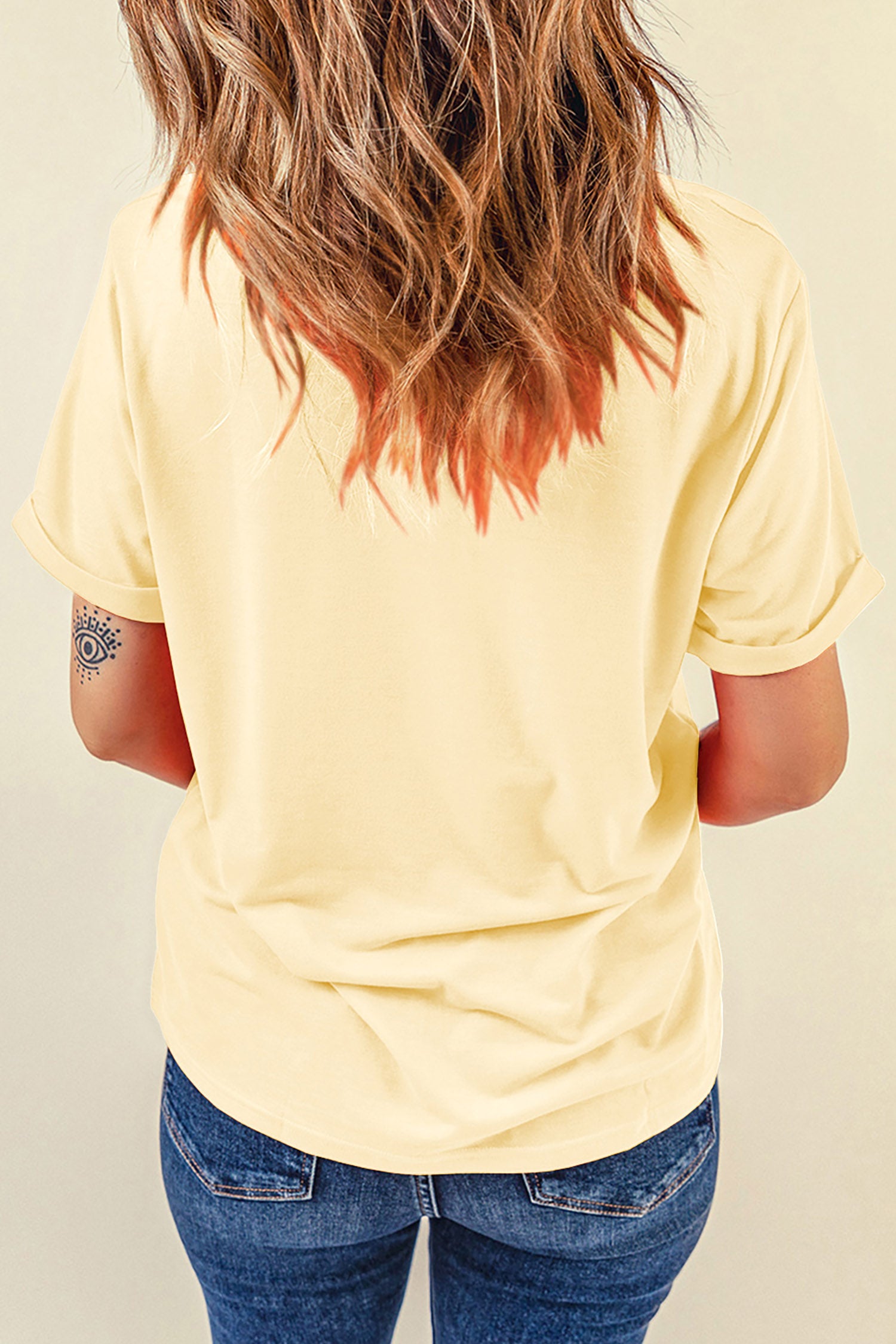 Yellow Cream Thanksgiving Slogan Printed Fall Themed Graphic Tee