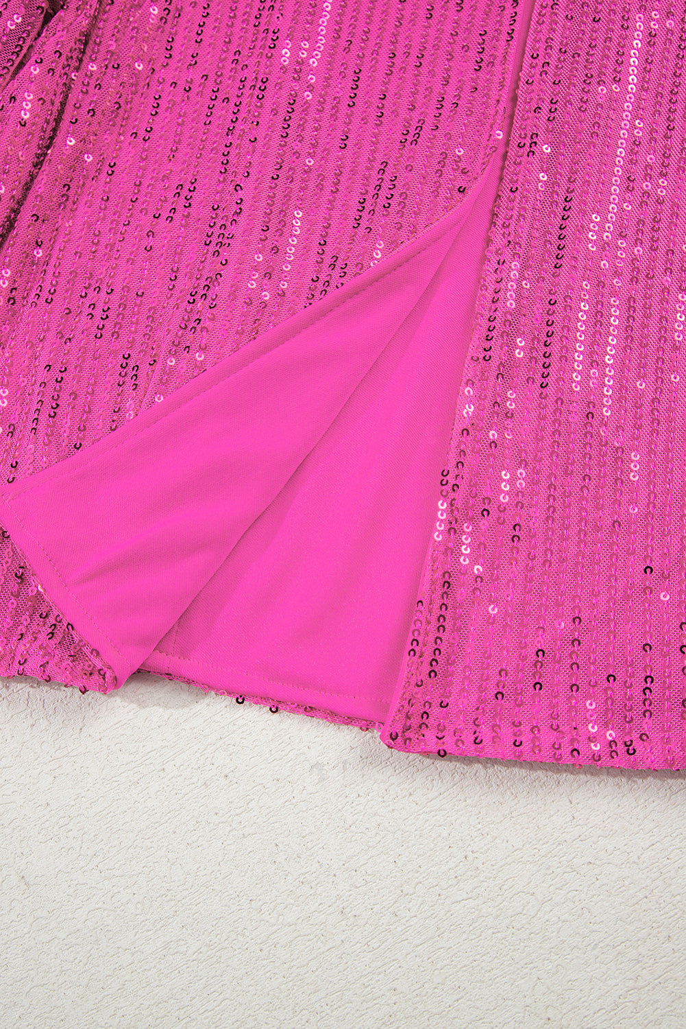 Bright Pink Sequin Allover Party Club Bomber Jacket