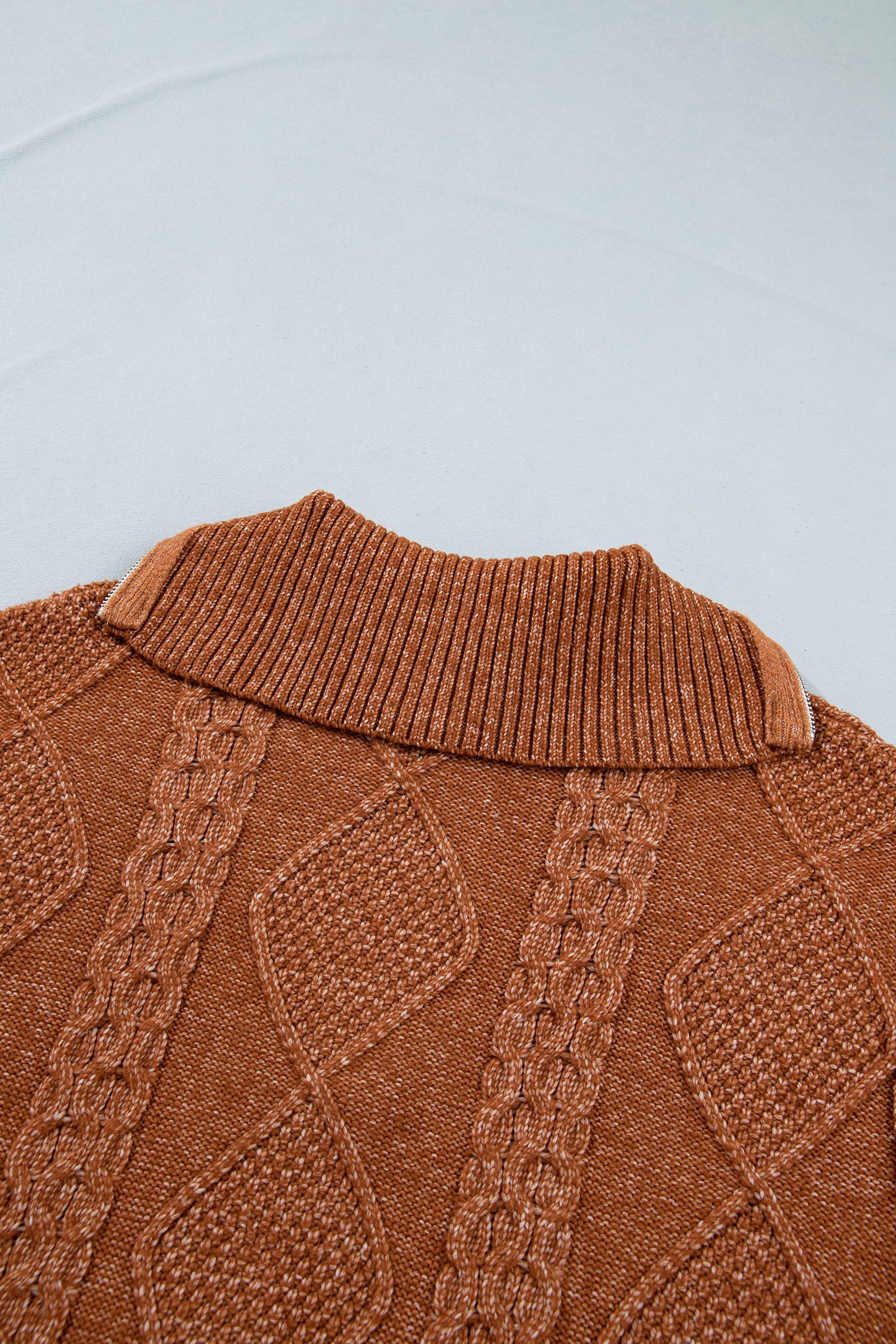Clay Zip-Up Cable Knit Drop Shoulder Sweater Dress