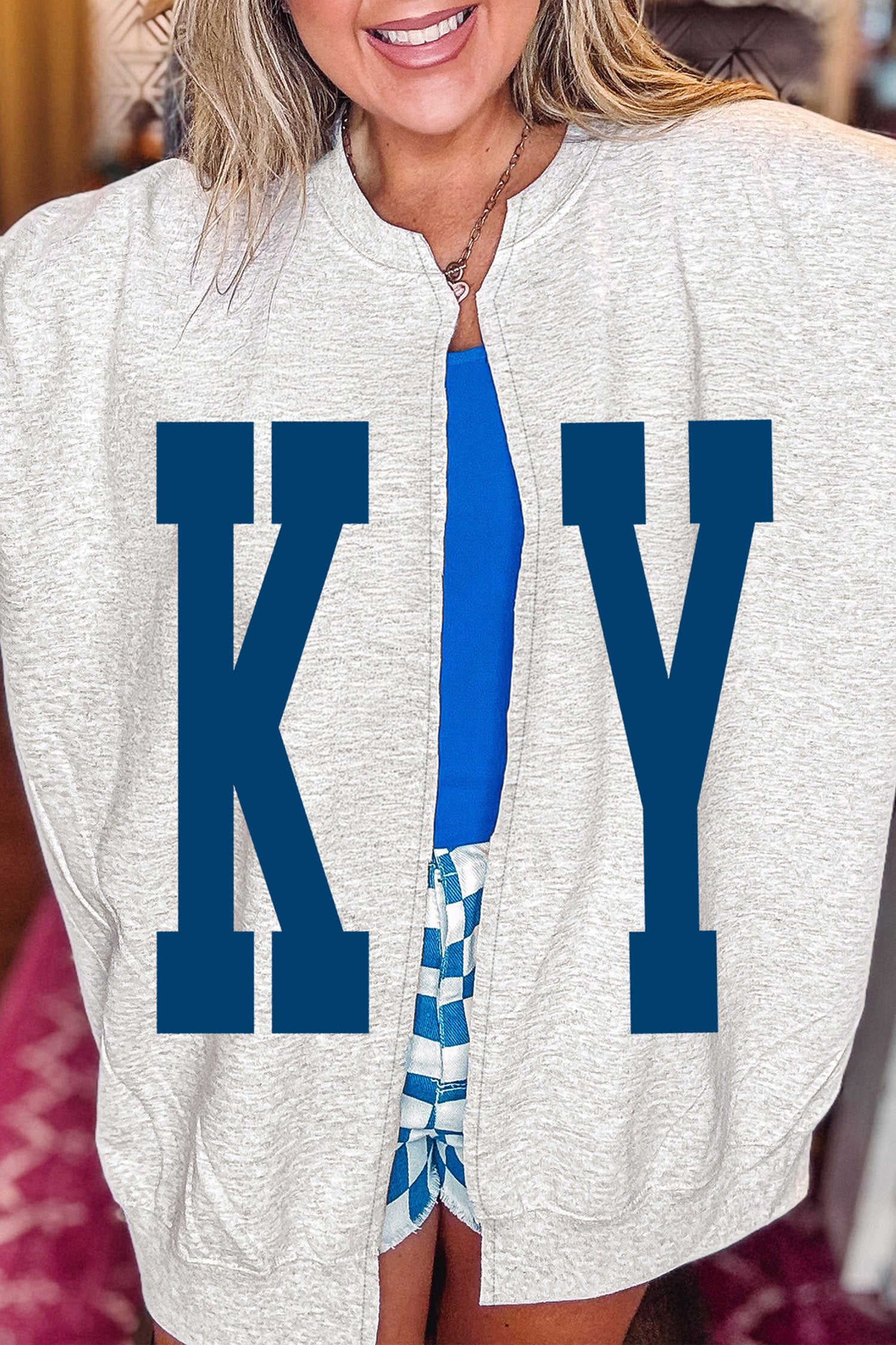 Light Grey Casual KY Open Front Tunic Sweatshirt