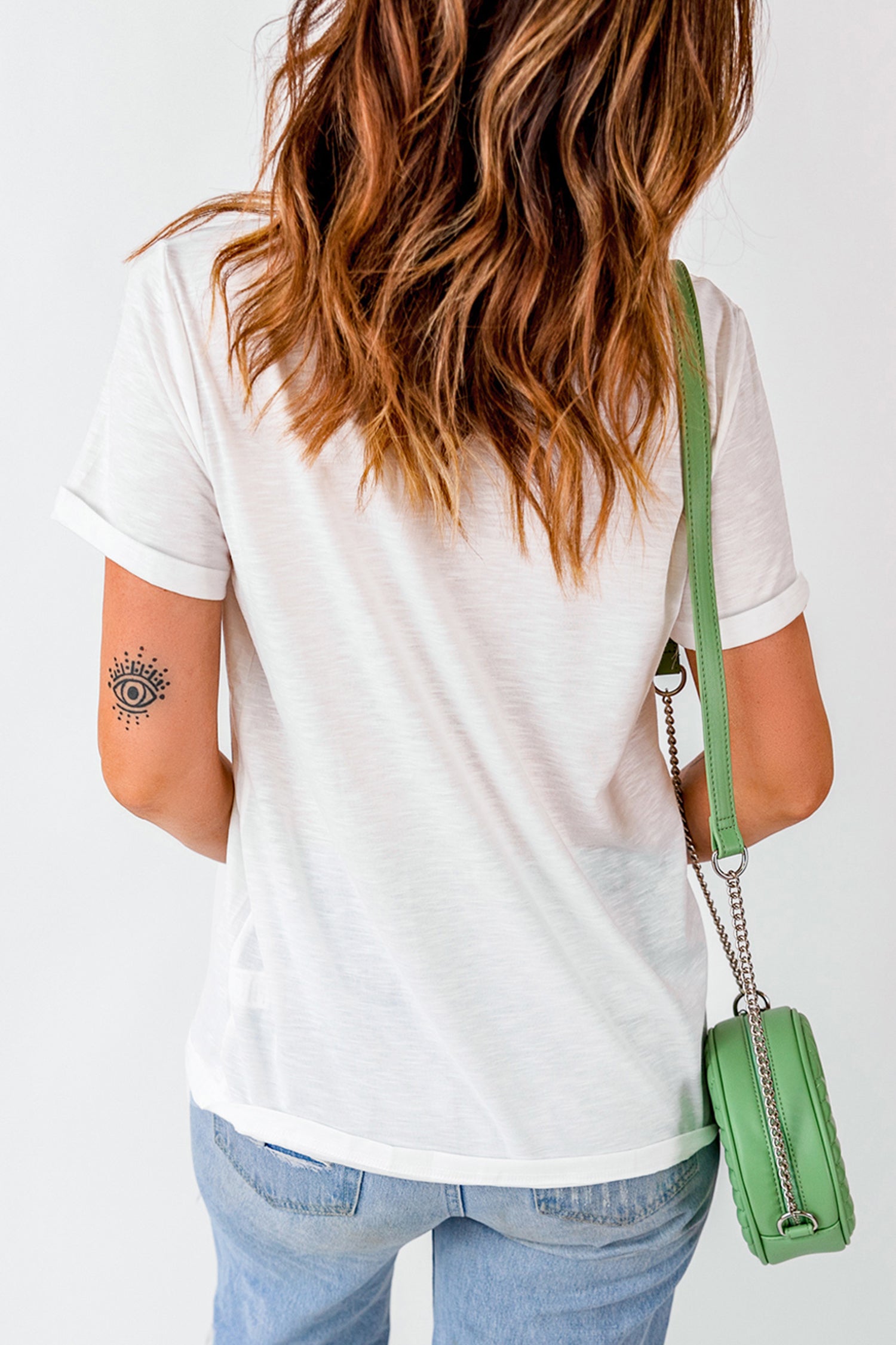 White Rhinestone Lobster Casual Summer Tee