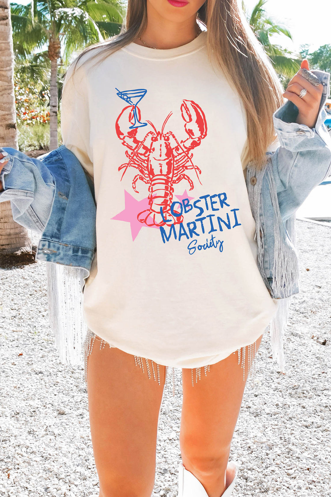 White Lobster Martini Society Graphic Tunic Tee