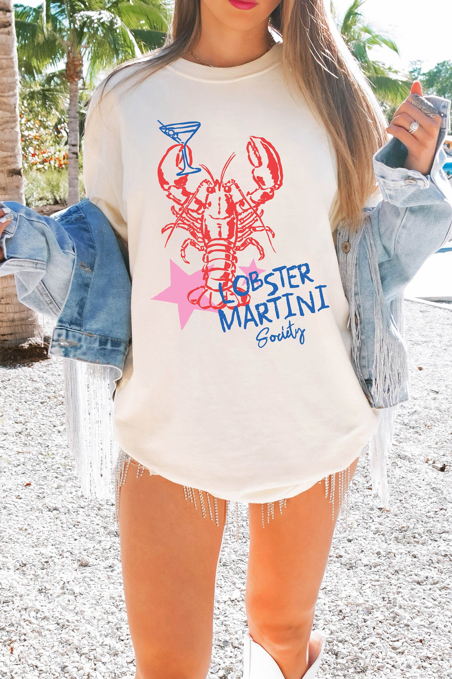 White Lobster Martini Society Graphic Tunic Tee