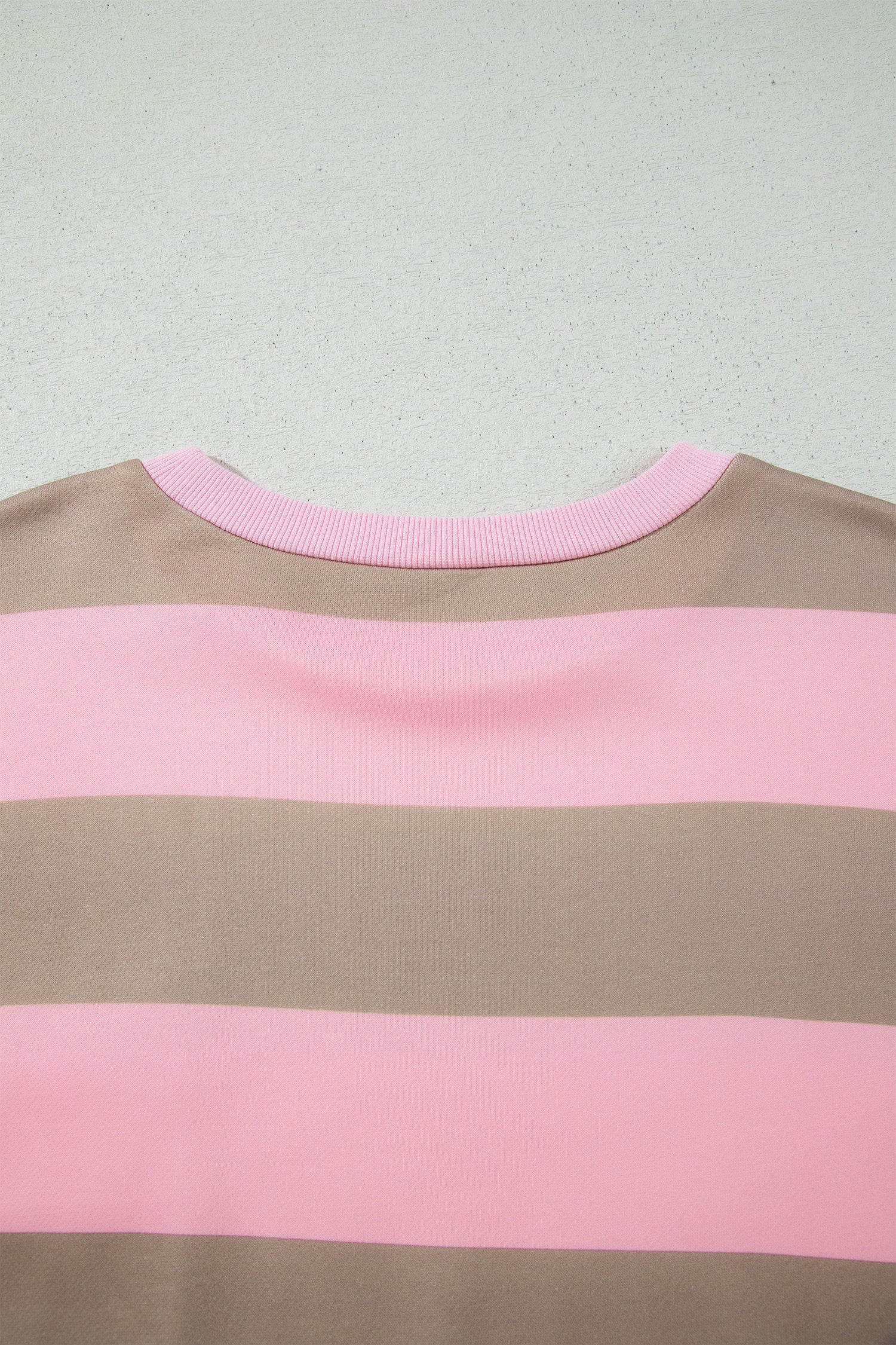 Pink Stripe Striped Colorblock Patch Pocket Split Hem Oversized Long Sleeve Sweatshirt