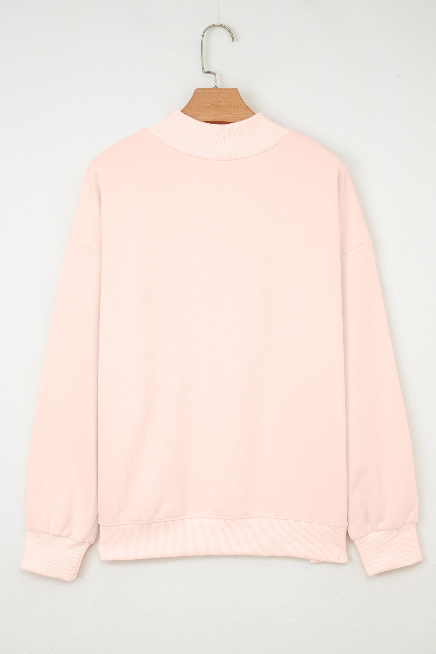 Apricot Pink Game Day Polka Dot Slogan Graphic Mock Neck Baggy Sweatshirt