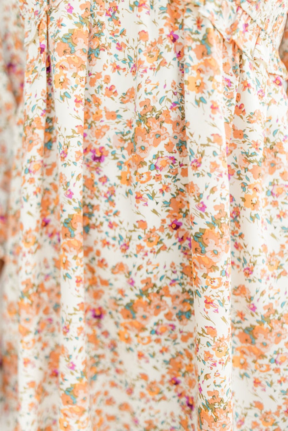 Yellow Boho Floral V Neck Ruffled Empire Waist Long Sleeve Mini Dress