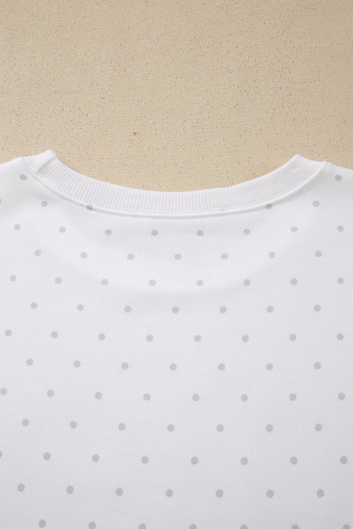 White Polka Dot Print Side Stripe Detail Casual Sweatshirt 2pcs Short Set
