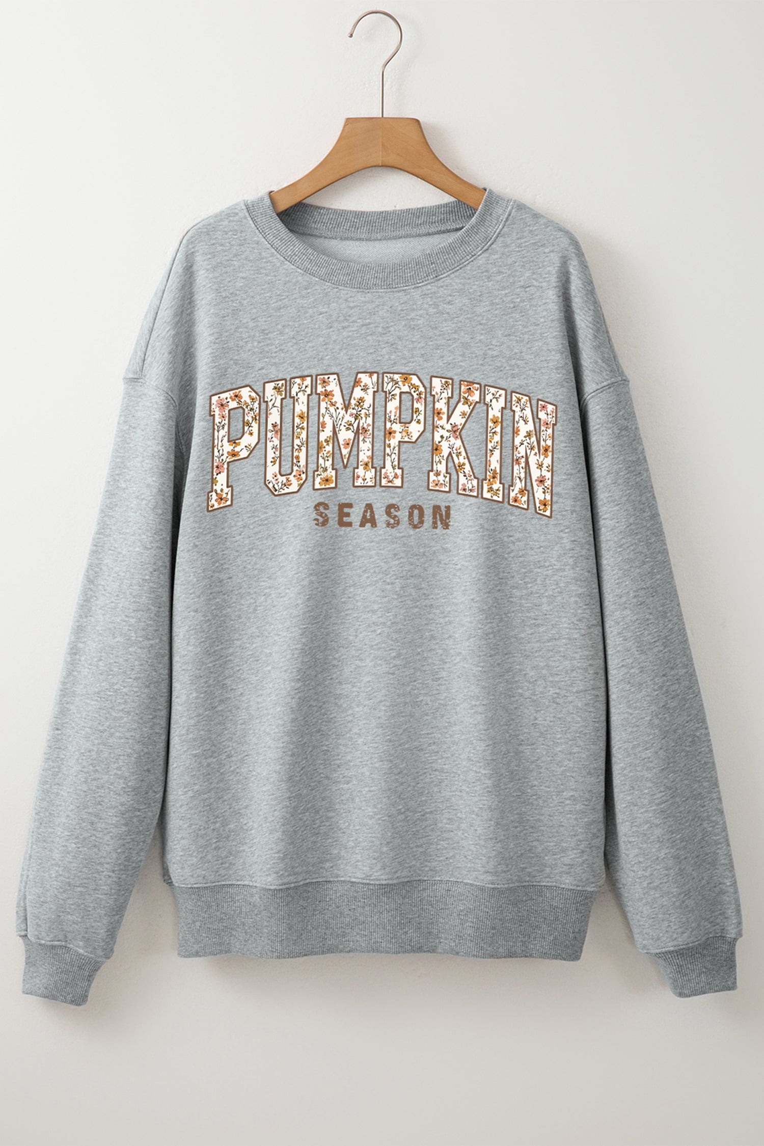 Light Grey PUMPKIN SEASON Oversized Pullover Sweatshirt