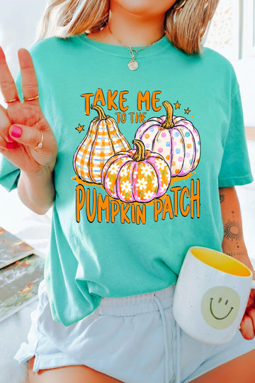 Mint Green Halloween Pumpkin Patch Graphic Tee