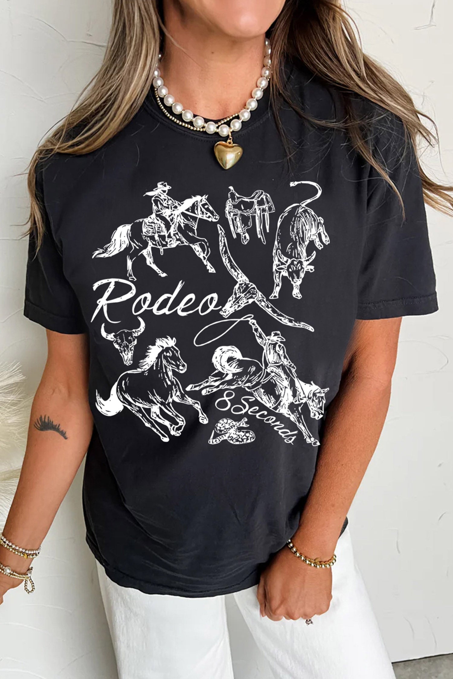 Black Rodeo 8 Seconds Western Graphic T Shirt