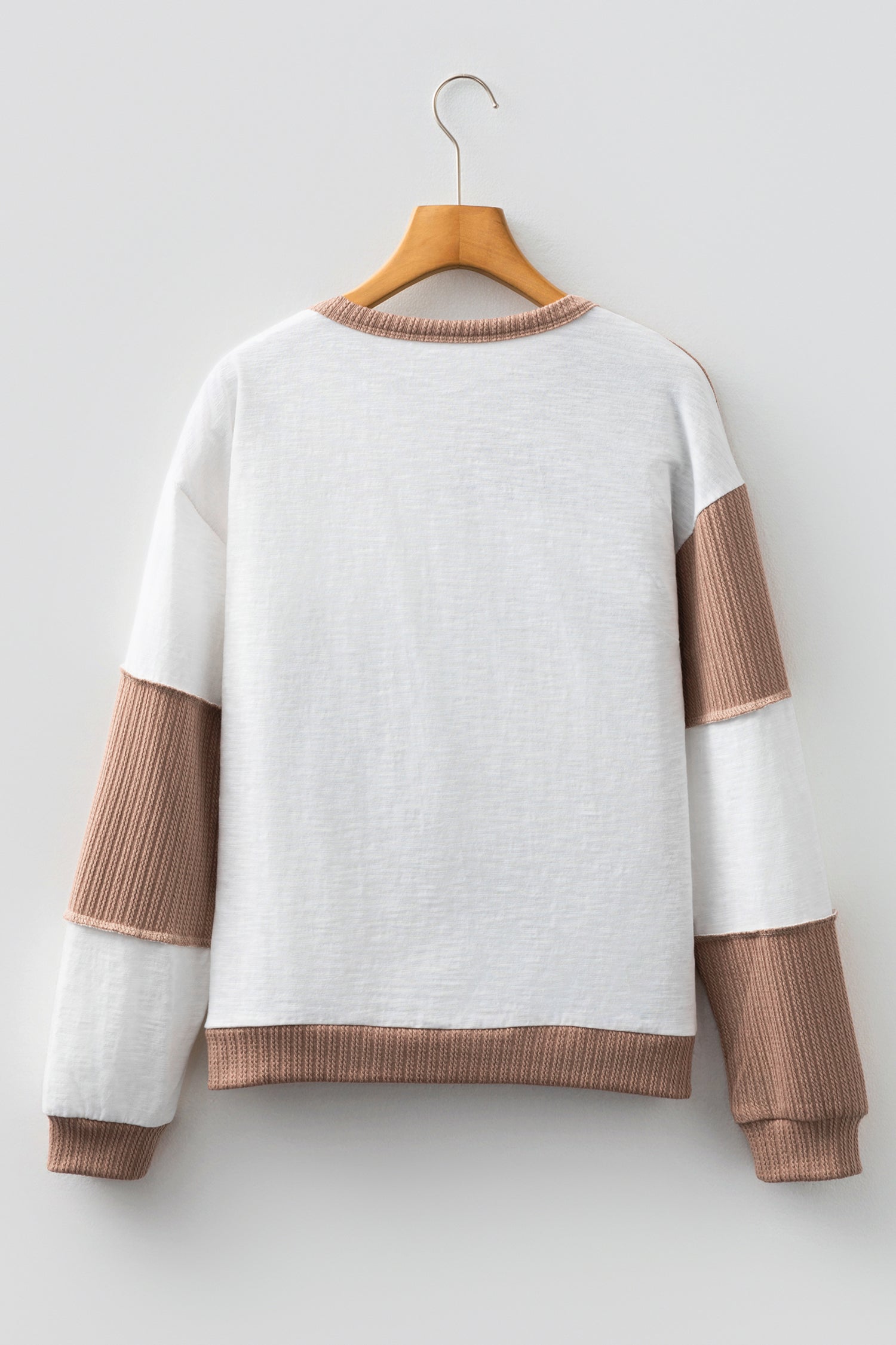 Dark Khaki Colorblock Checkered Raw Seamed Round Neck Knitted Jumper