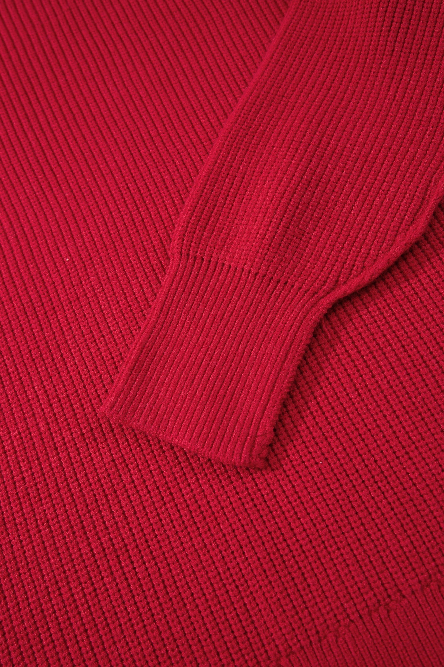 Red Dahlia Long Sleeve Ribbed Knit Stand Neck Regular Fit Sweater