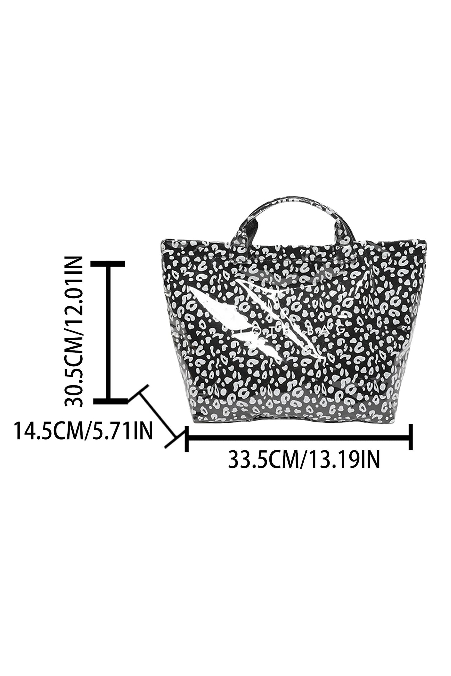 Color black Leopard PU Leather Water Proof Tote Bag