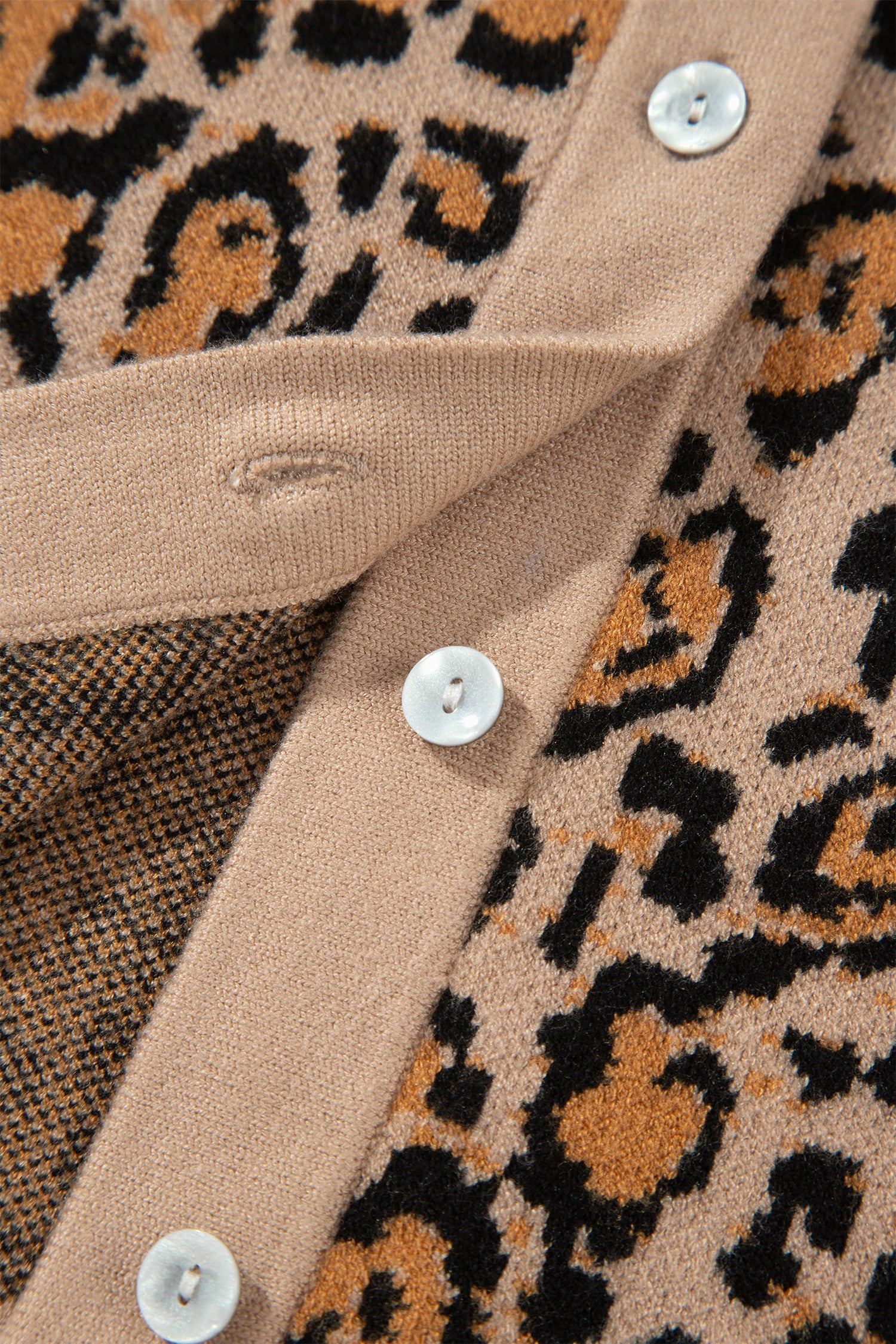 Brown Leopard Print Button-Up Cardigan Long Sleeve Cardigans