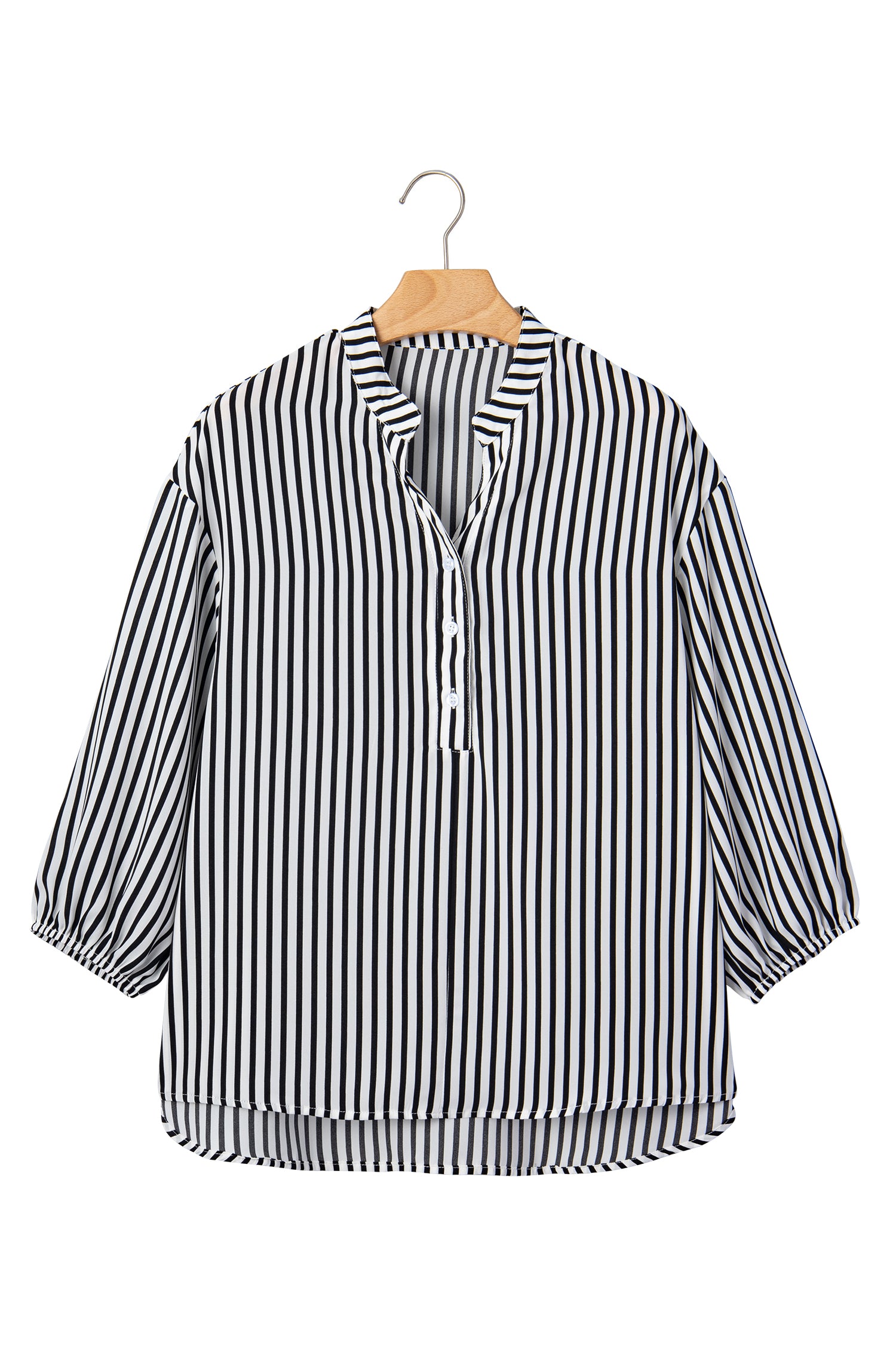 Black Striped Half Sleeve Button-Up Shirt