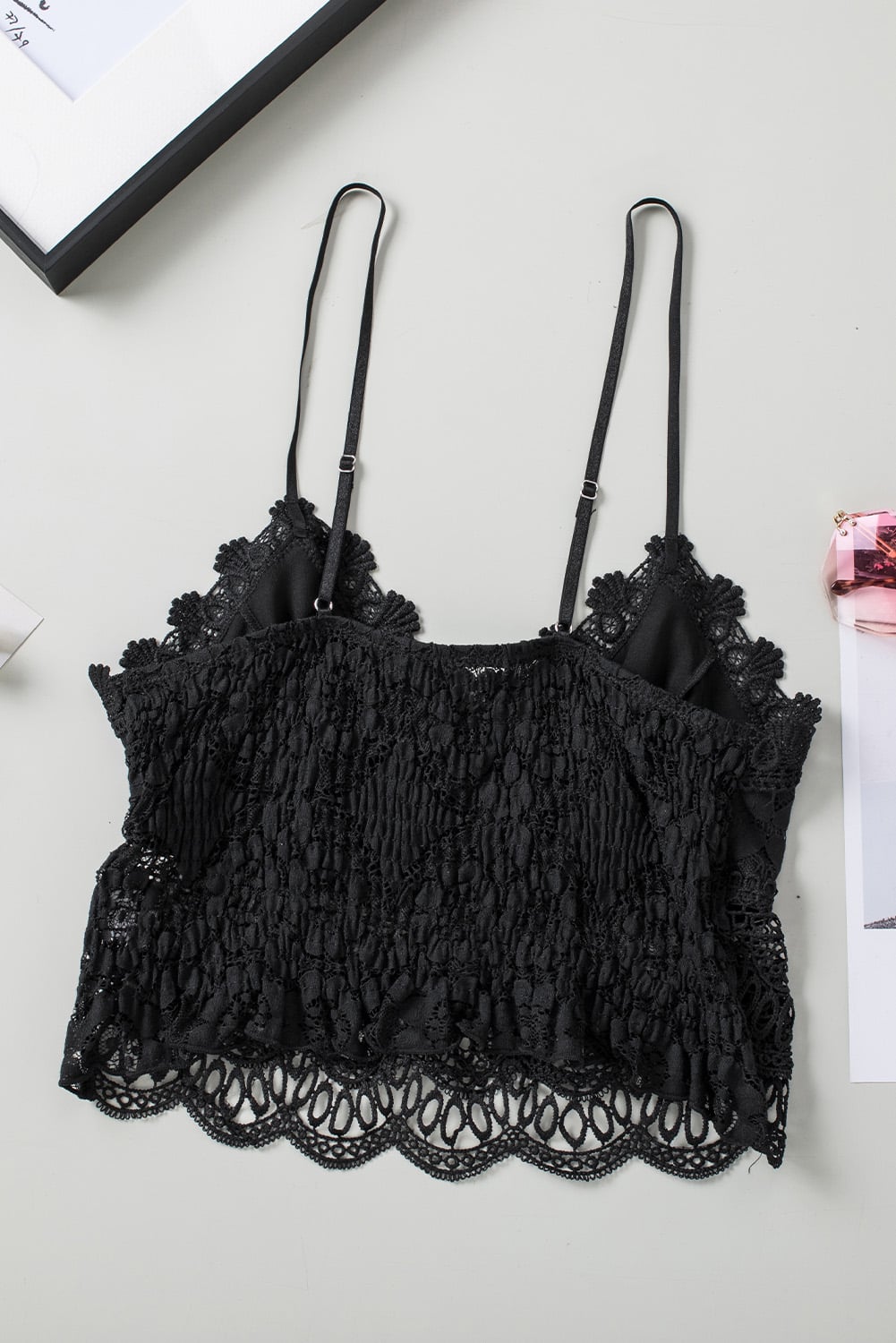 Black  Crochet Lace Bralette Crop Top