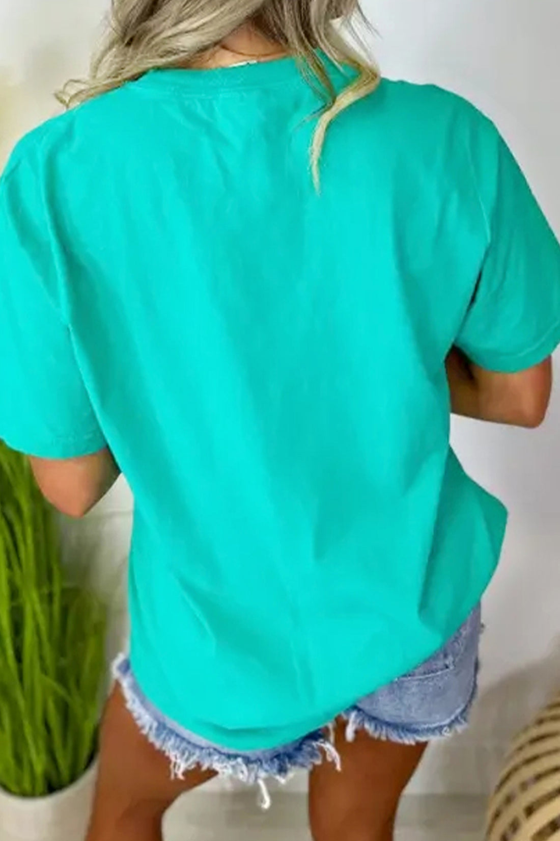 Mint Green Beach Bum Slogan Round Neck Summer Vacation Tee