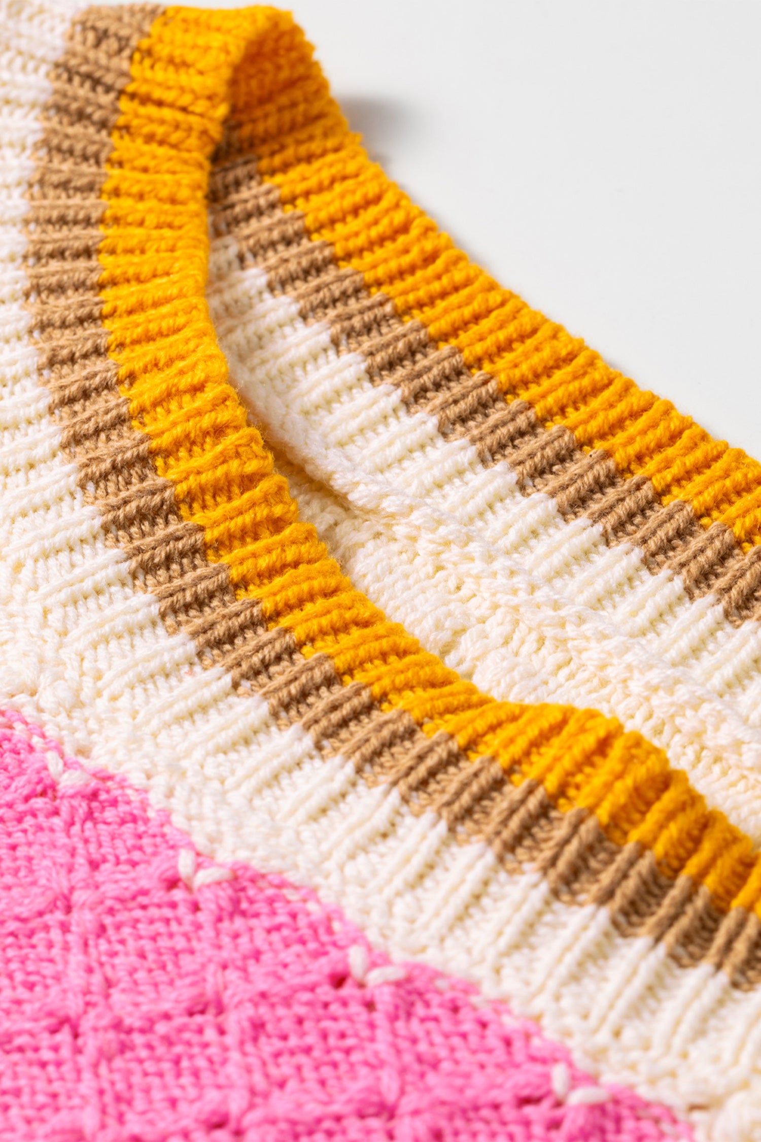 Pink Stripe Striped Colorblock Texture Drop Shoulder Sweater