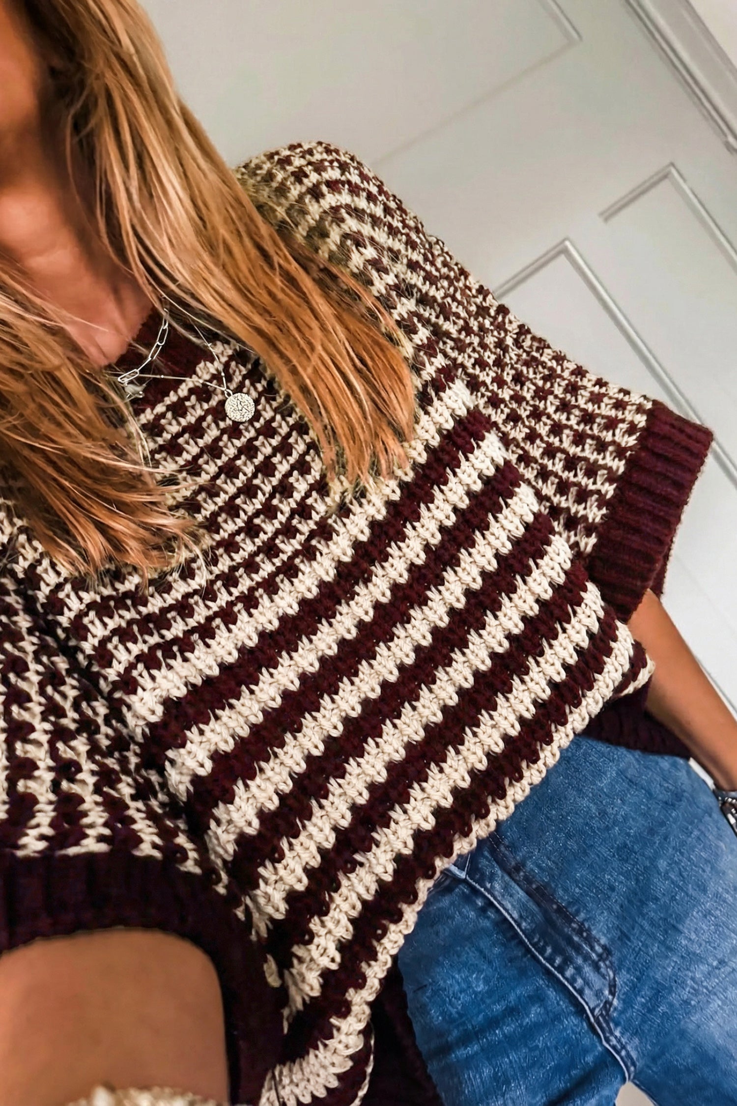 Red 3/4 Draped Sleeve Slouchy Sweater