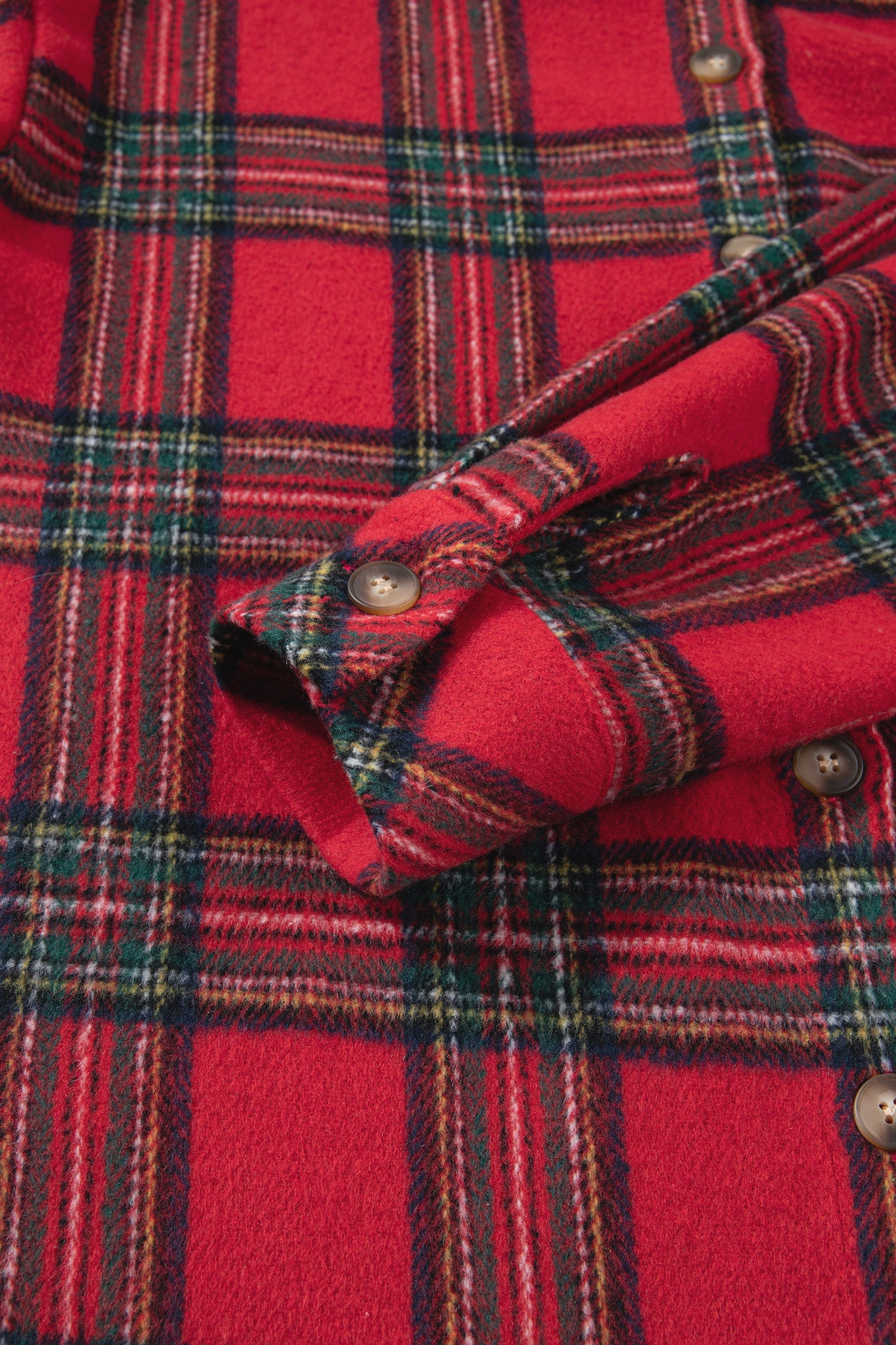 Red Plaid Button Front Shacket