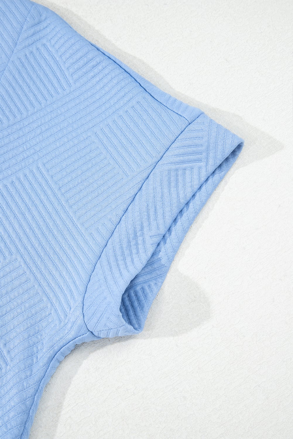 Myosotis Solid Color Textured Short Sleeve A Line Mini Dress