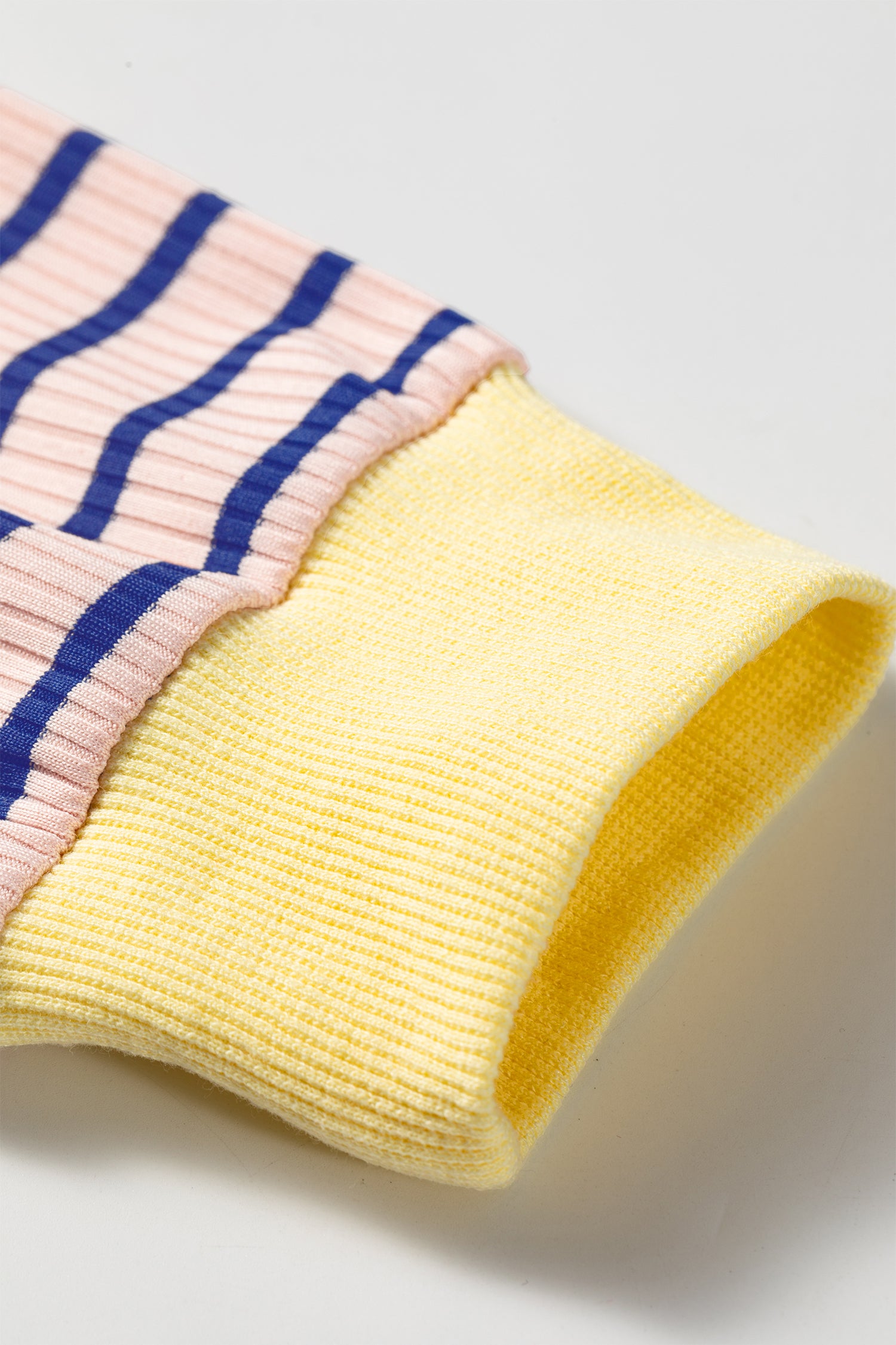 Blue Stripe Contrast Long Sleeve Crew Neck Pullover Top