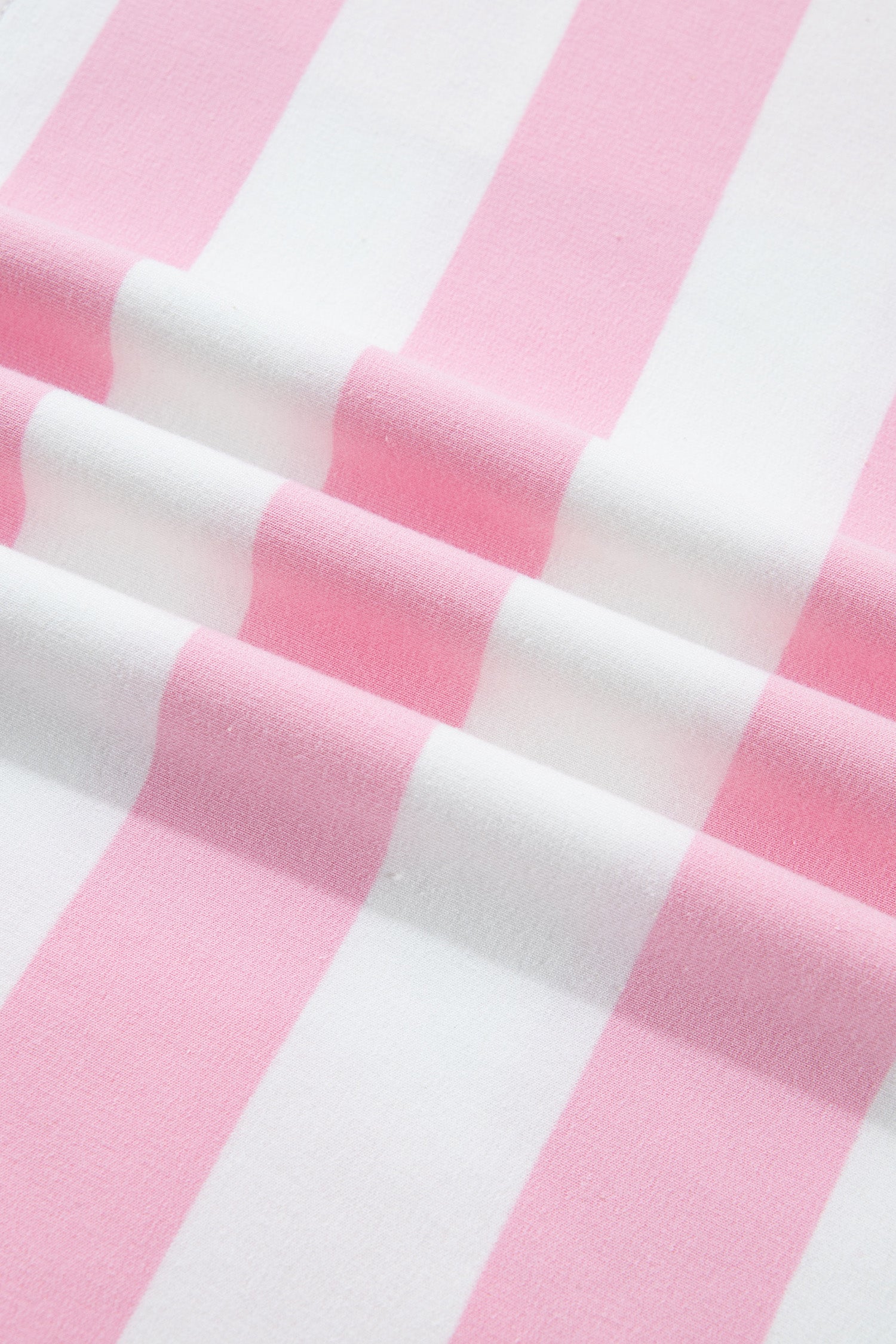 Pink Stripe Patchwork Zipper Pullover Elastic Waist Shorts 2pcs Set