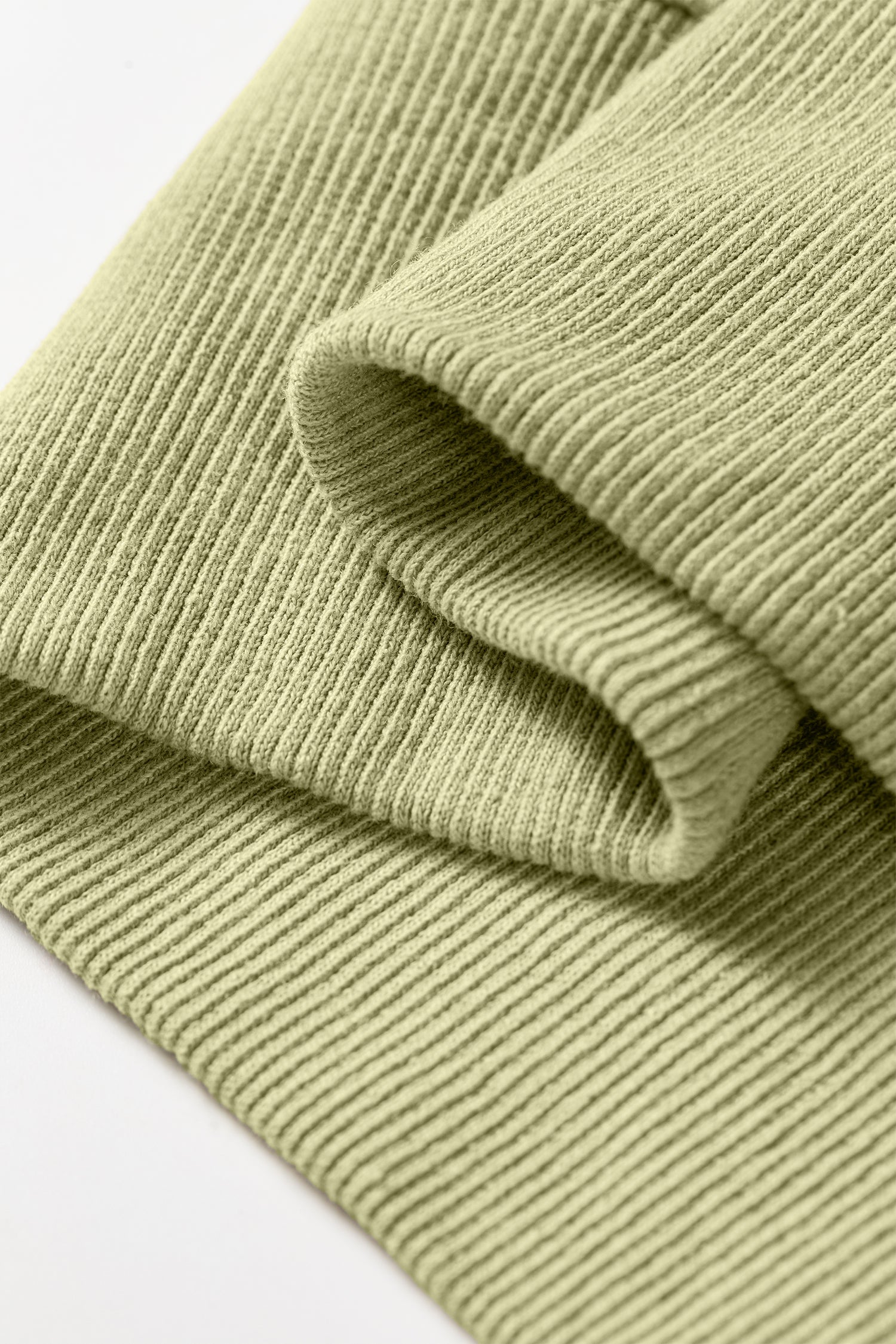 Green Camouflage Waffle Knit Raw Edge Contrast Trim Oversized Long Sleeve Top