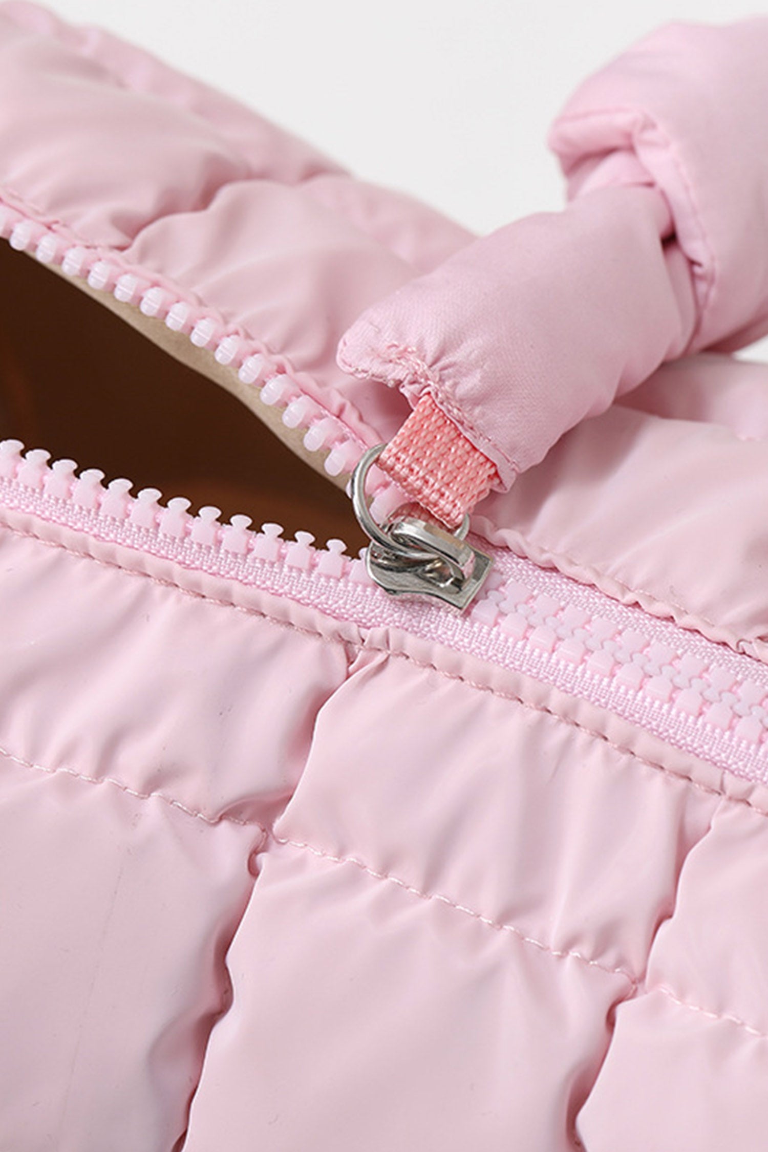 Pink Solid Color Quilted Nylon Makeup Bag