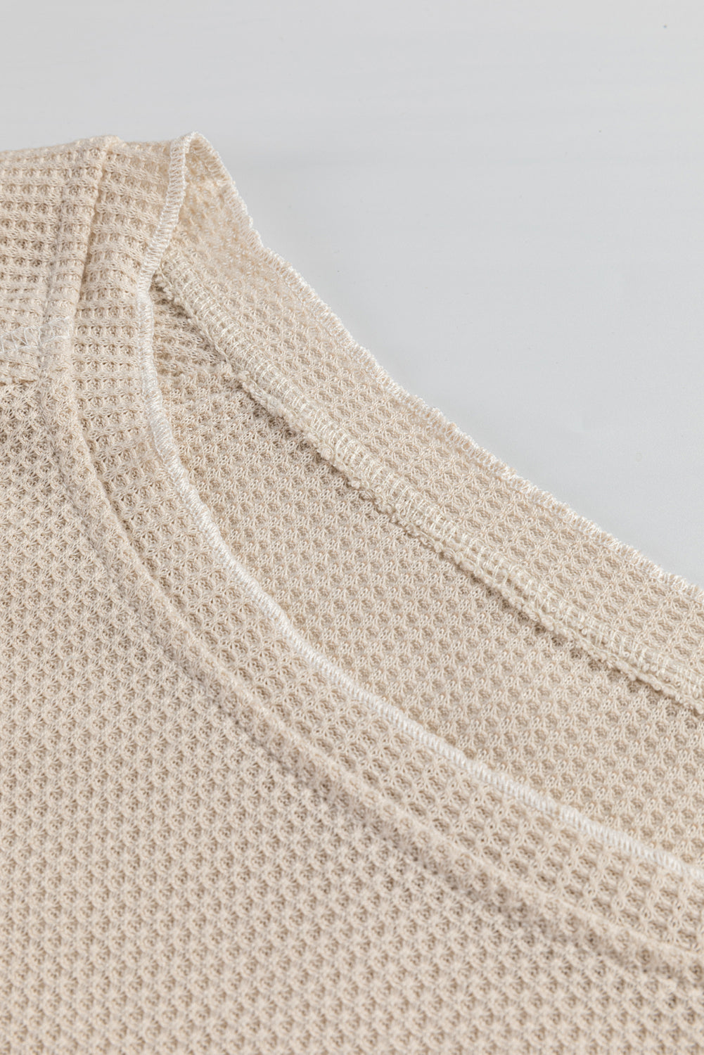 Apricot Textured Round Neck Long Sleeve Top