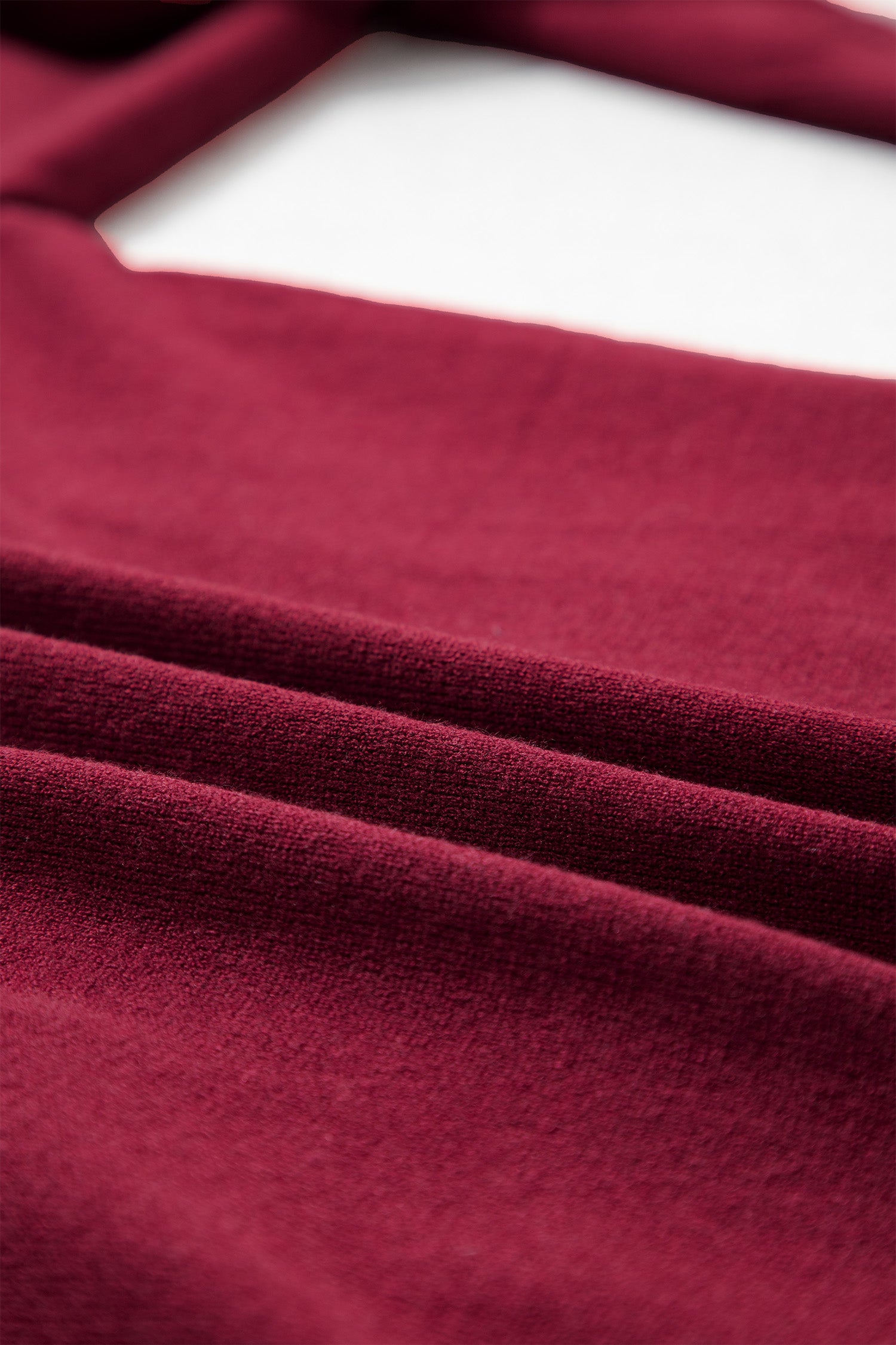 Burgundy Bow Pocket Collar Long Sleeve Knit Cardigan