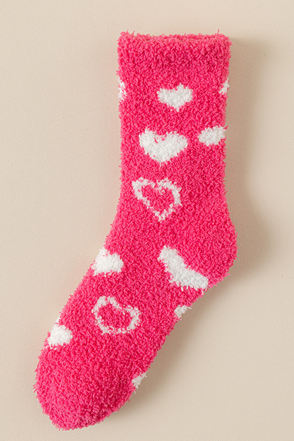 Dearlovers Strawberry Pink Heart Shape Print Coral Fleece Thick Crew Socks