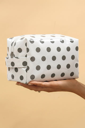 Color black Durable PVC Polka Dot Makeup Bag