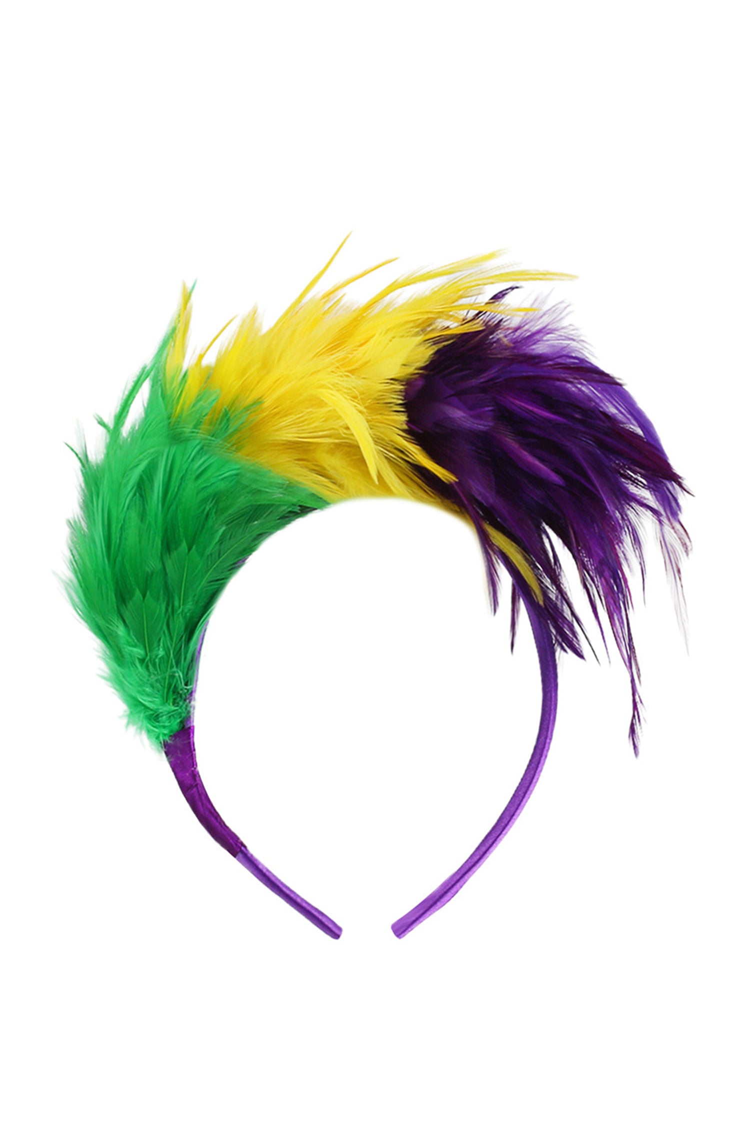 Tillandsia Purple Mardi Gras Tricolor Feather Plastic Headband