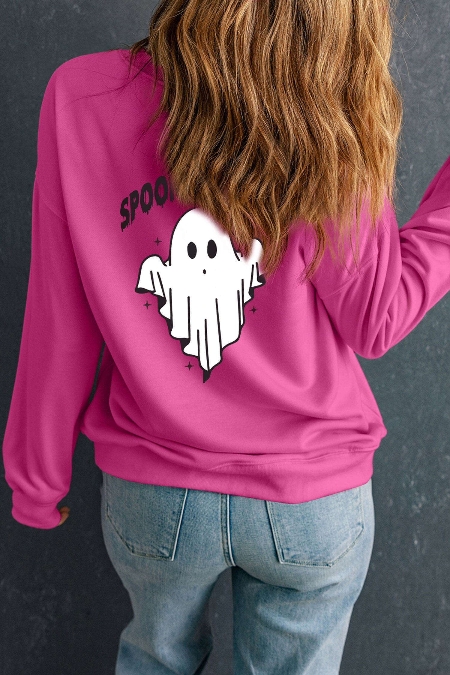 Bonbon Skeleton Hand Graphic Casual Halloween Sweatshirt