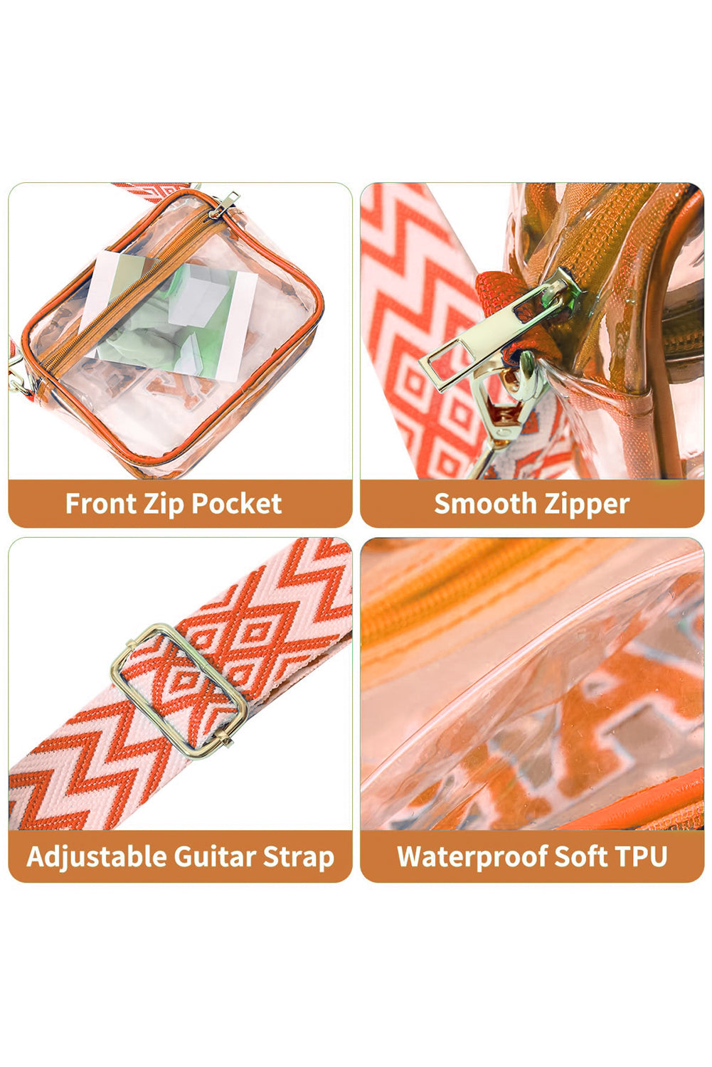 Orange GAME DAY Rugby Football Clear Shoulder Bag