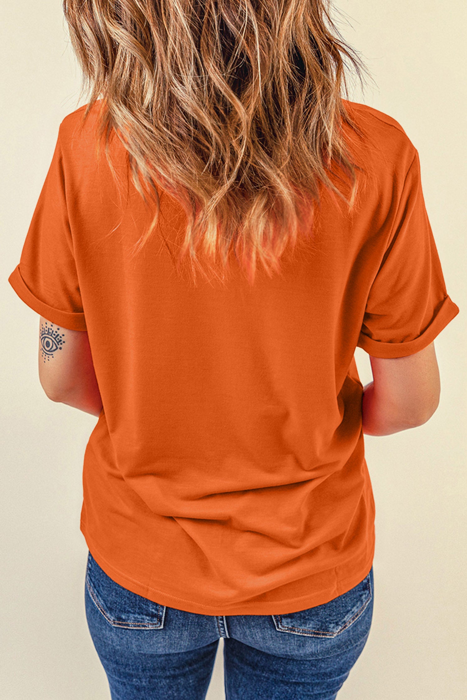 Orange Casual Spooky Season Pumpkin Print Graphic Custom T-Shirt