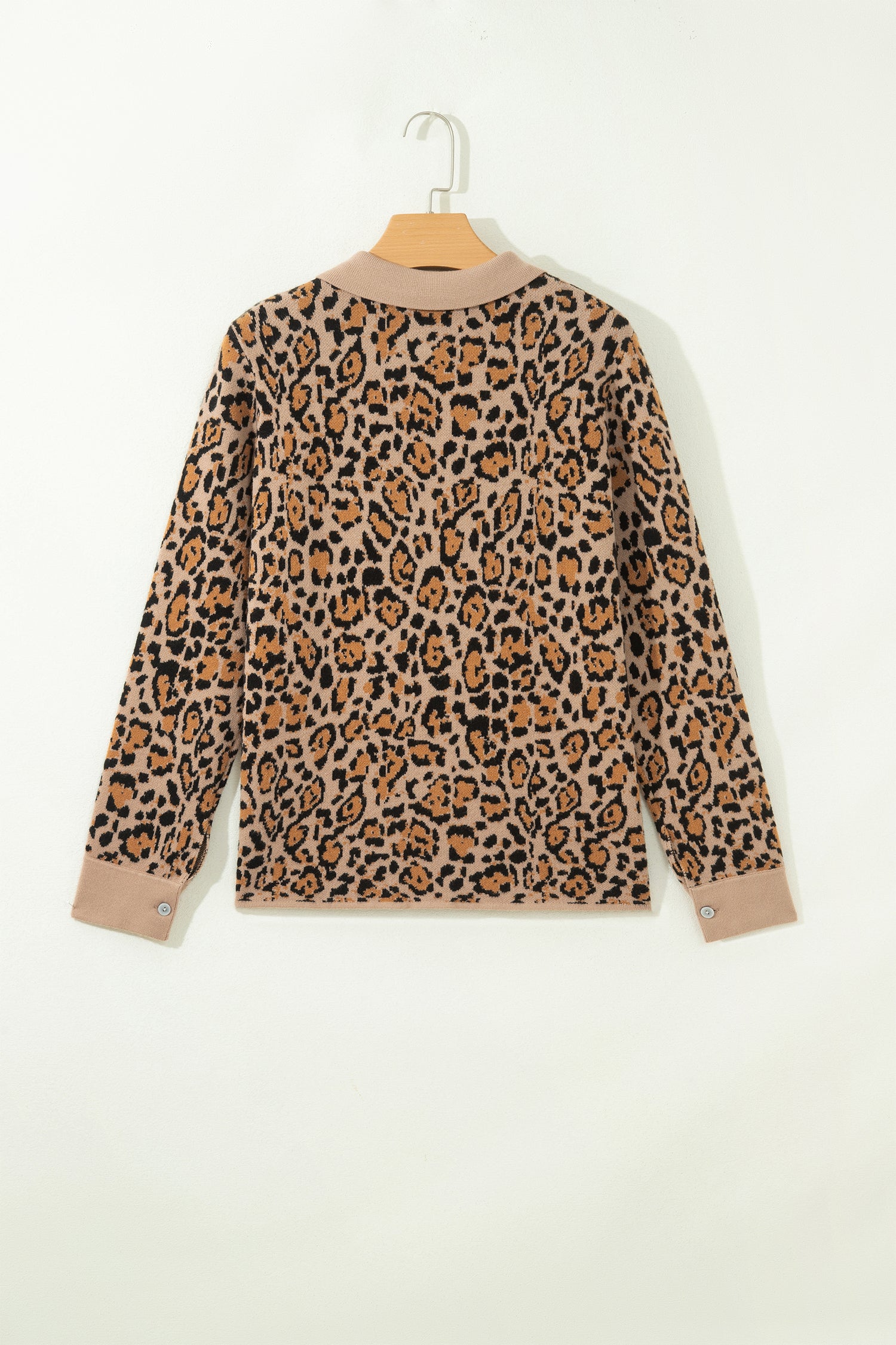 Brown Leopard Print Button-Up Cardigan Long Sleeve Cardigans