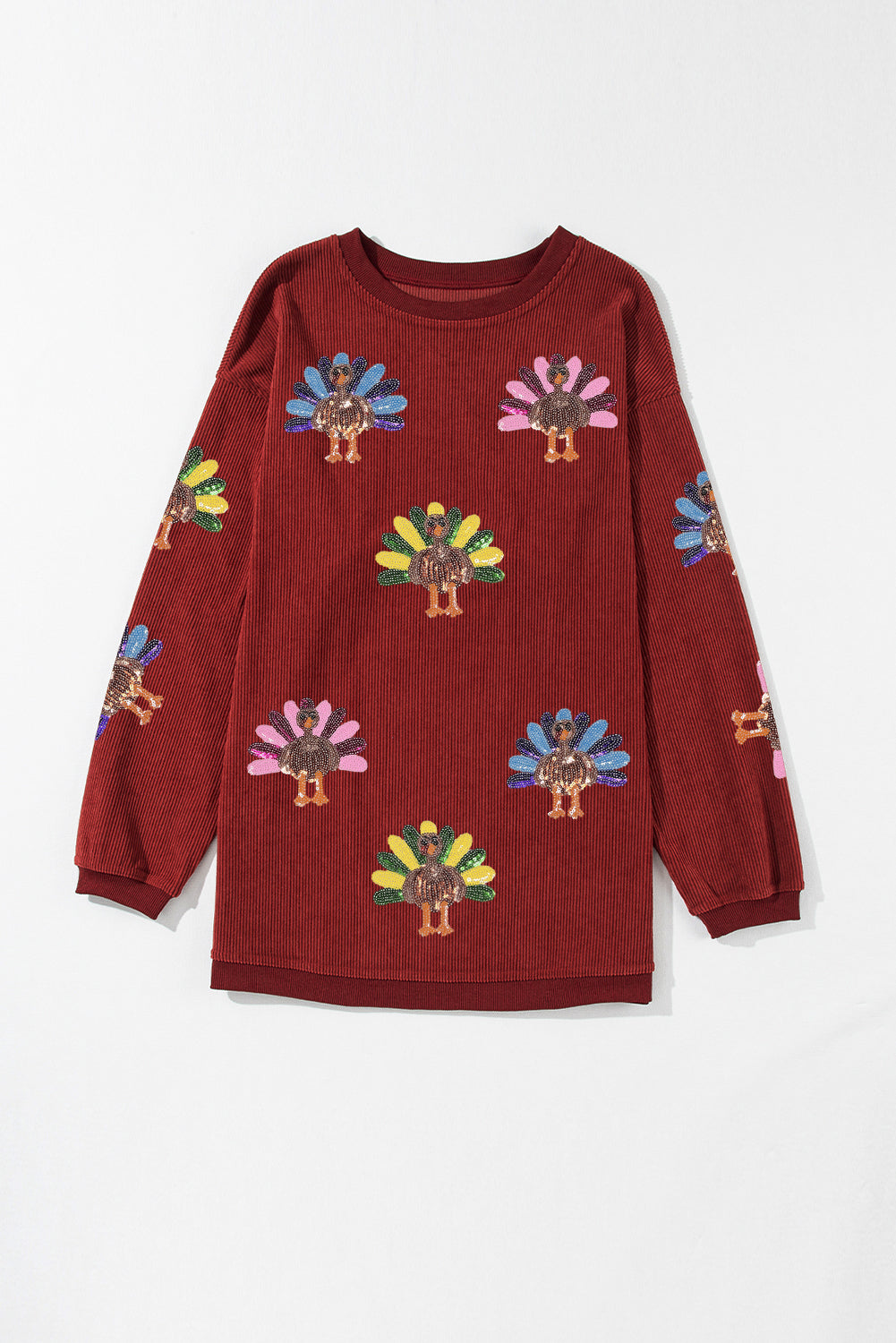 Racing Red Turkey Graphic Corded Baggy Sweatshirt