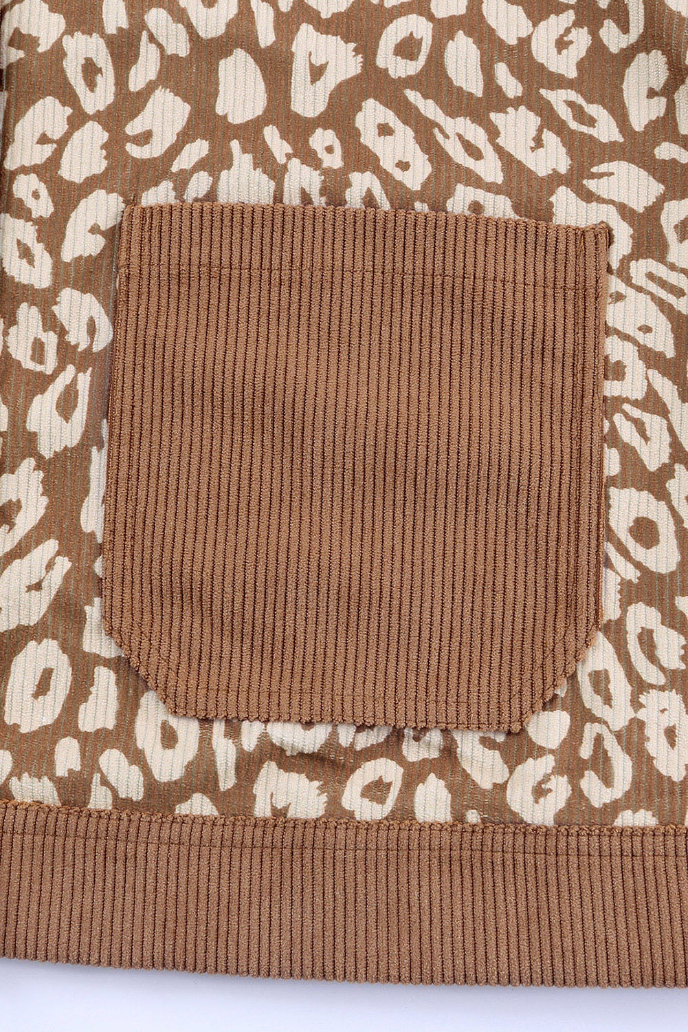 Brown Leopard Print Corduroy Long Sleeve Jacket