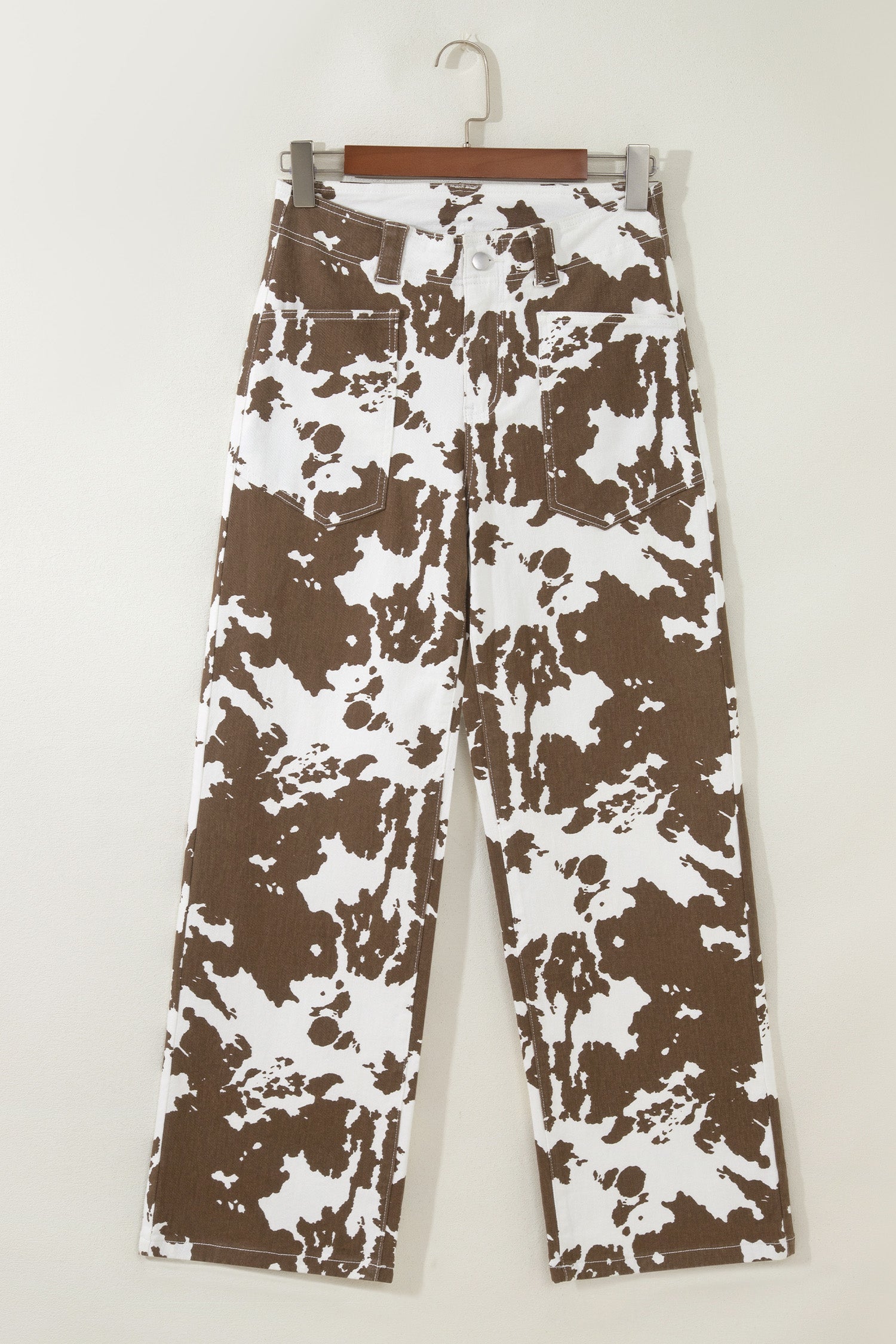 Brown Abstract Pattern Regular Fit Full-Length Western Style Jeans