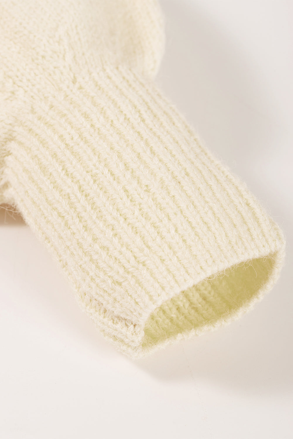 White Wavy Striped Pointelle Bishop Sleeve Sweater